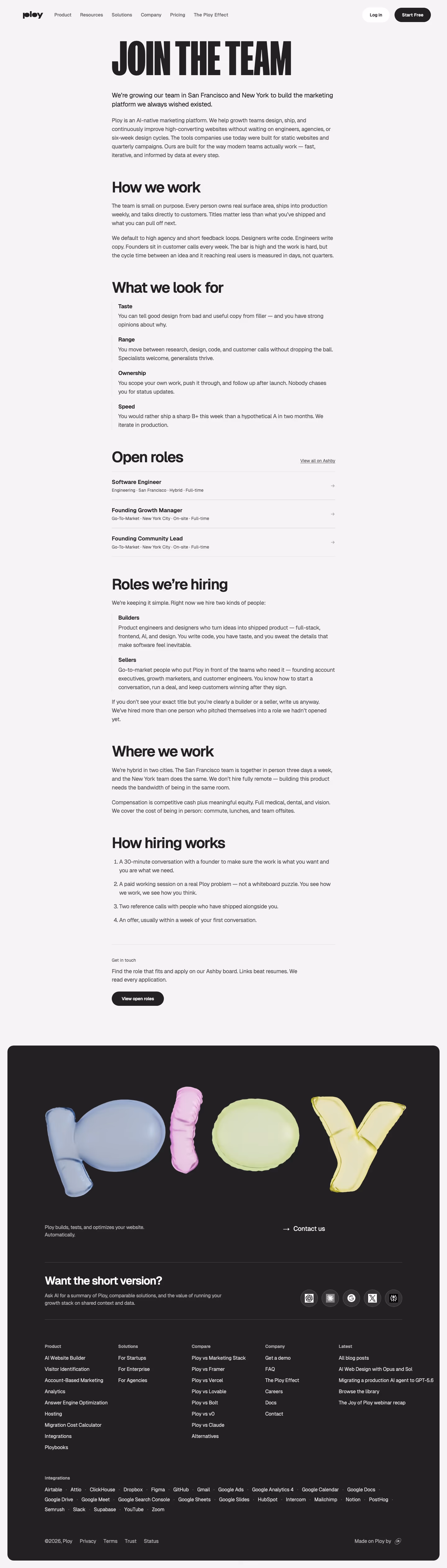 Ploy Careers pages section design