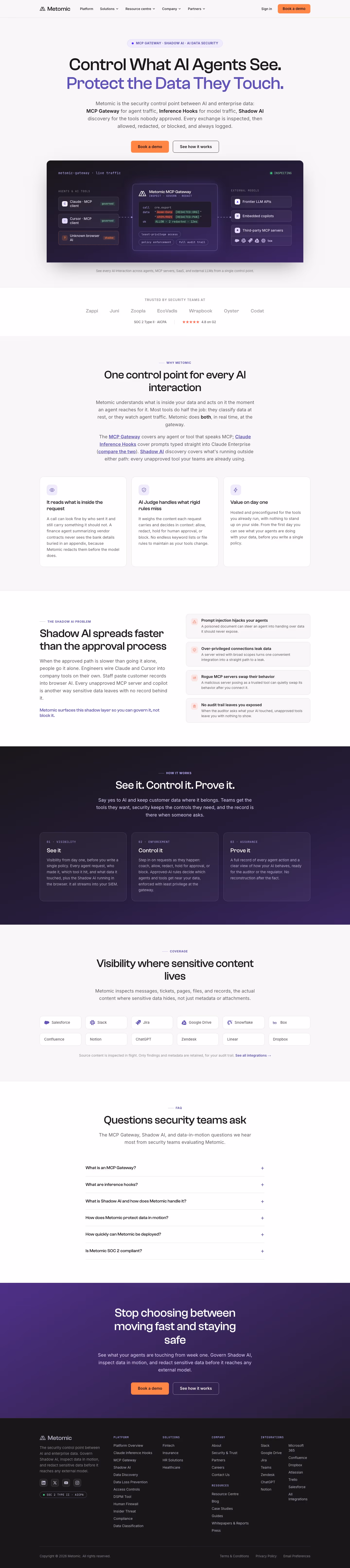 Metomic landing page design — Security