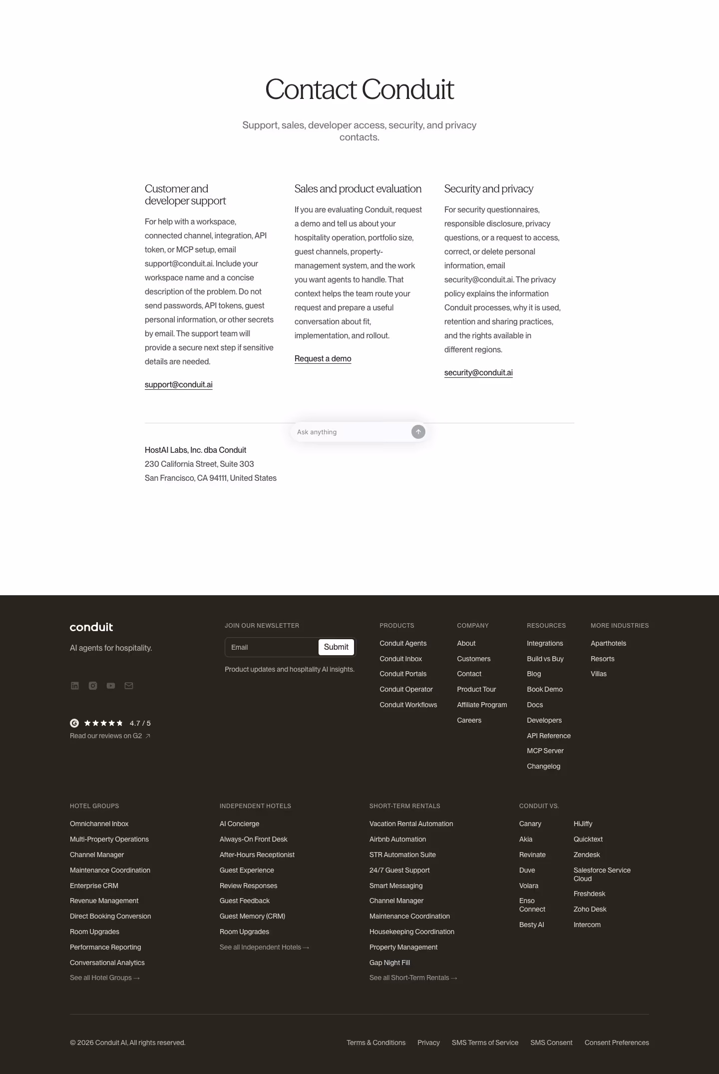 Conduit contact us design — AI