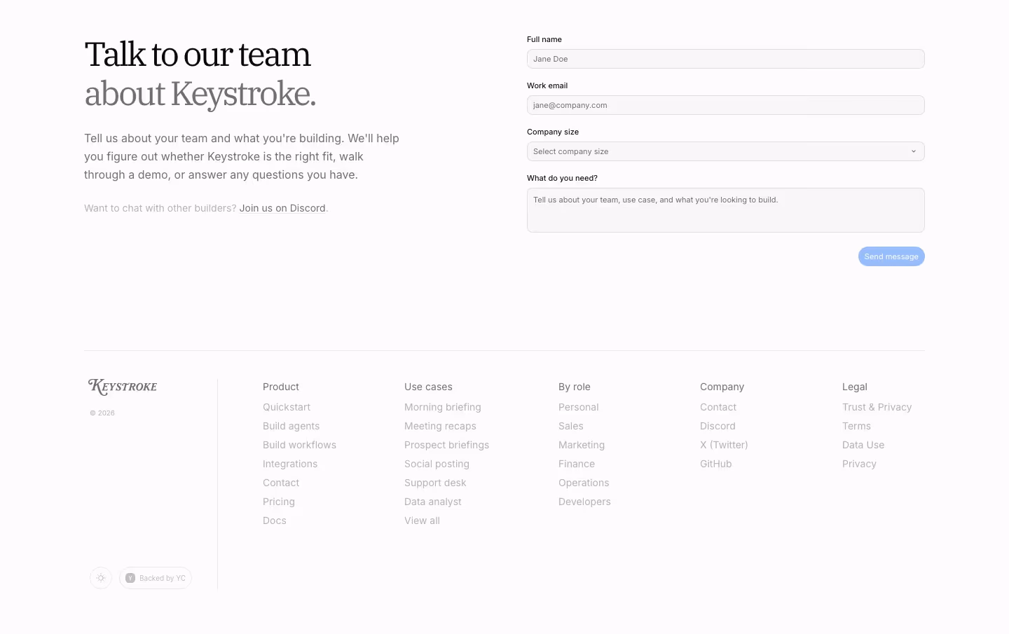 Keystroke contact us design — Productivity
