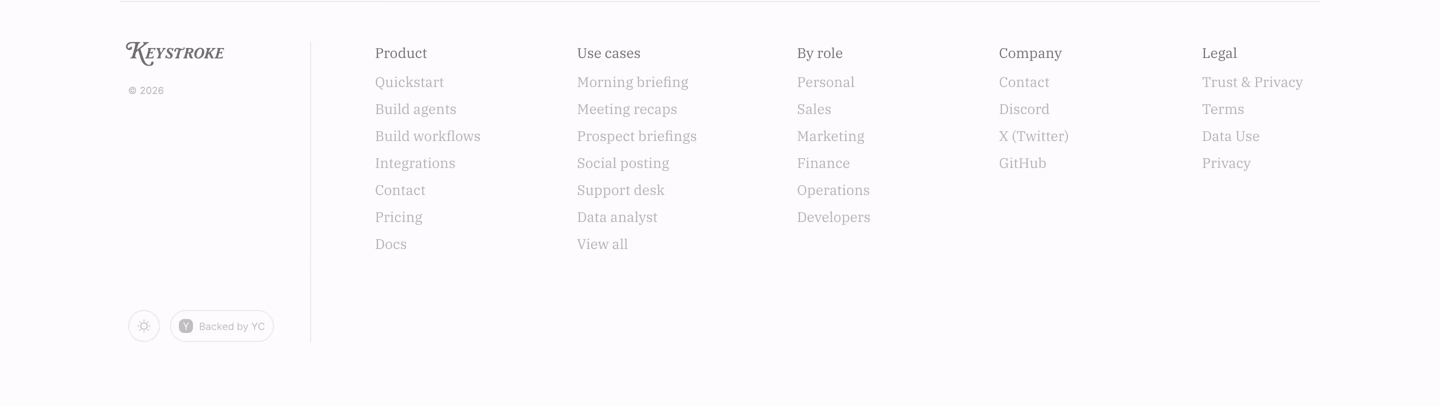 Keystroke Footers section design