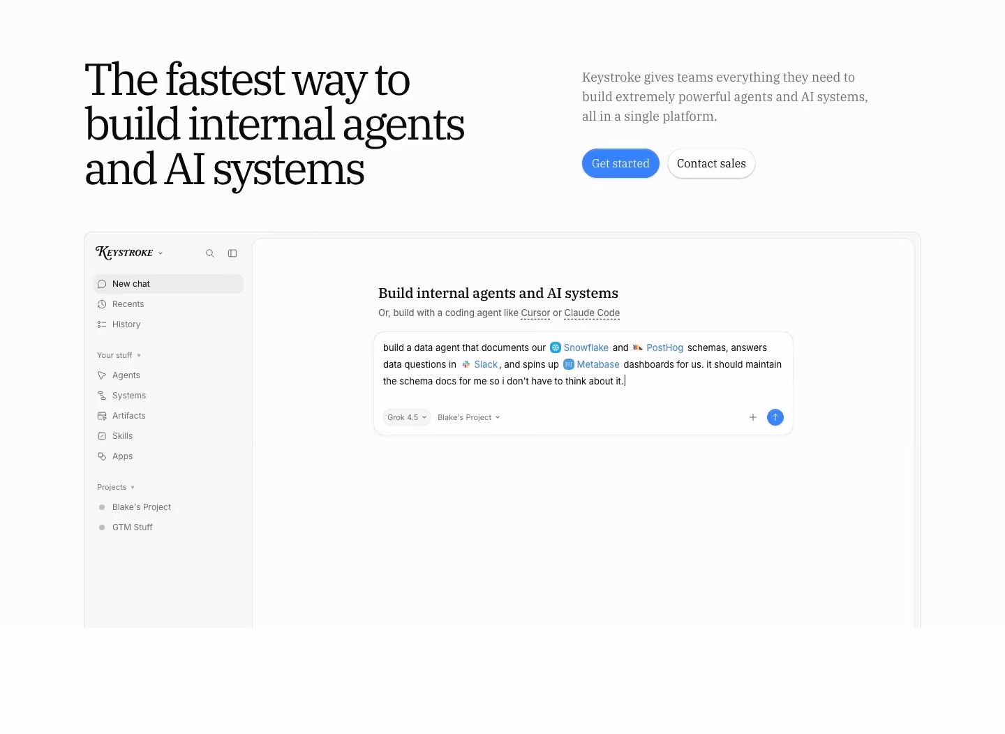 Keystroke landing page design — Productivity