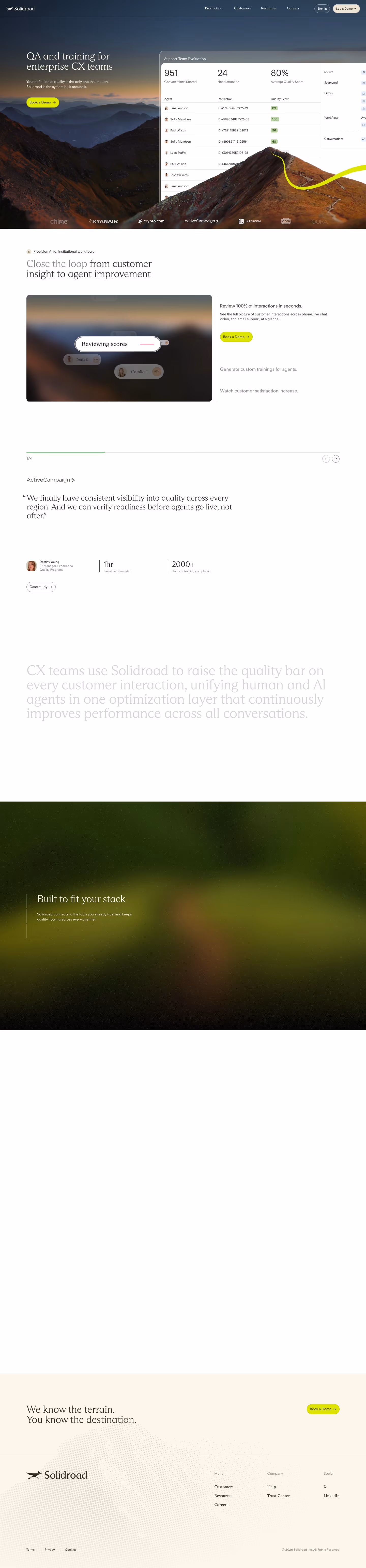 Solidroad landing page design — Sales & Support
