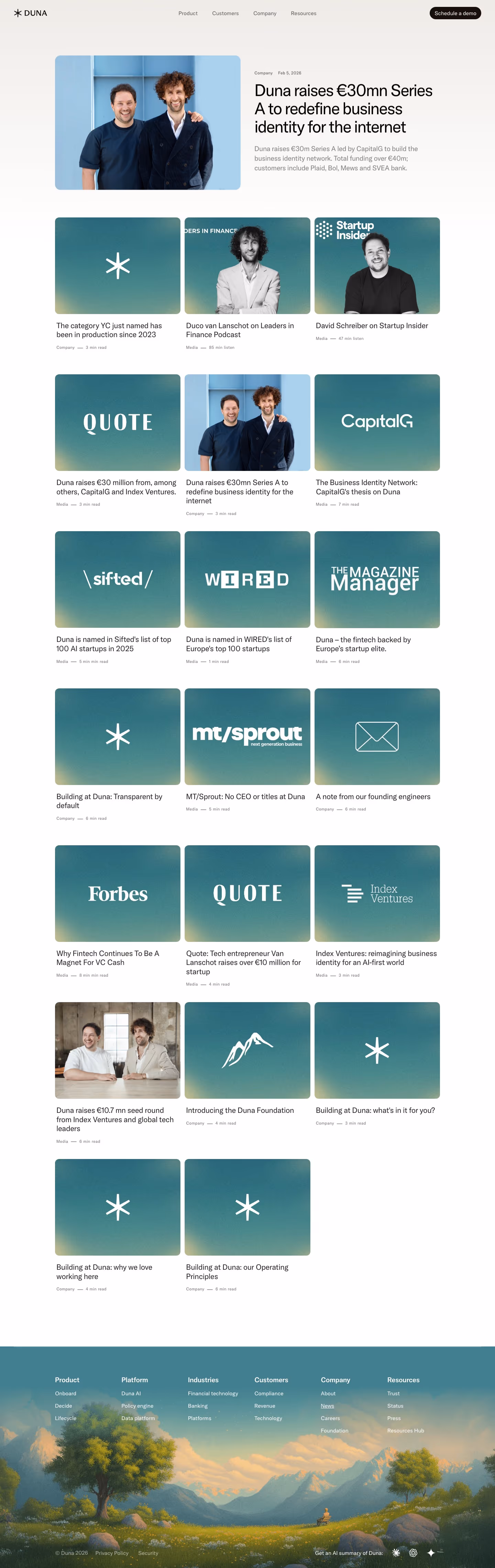 Duna Blog pages section design
