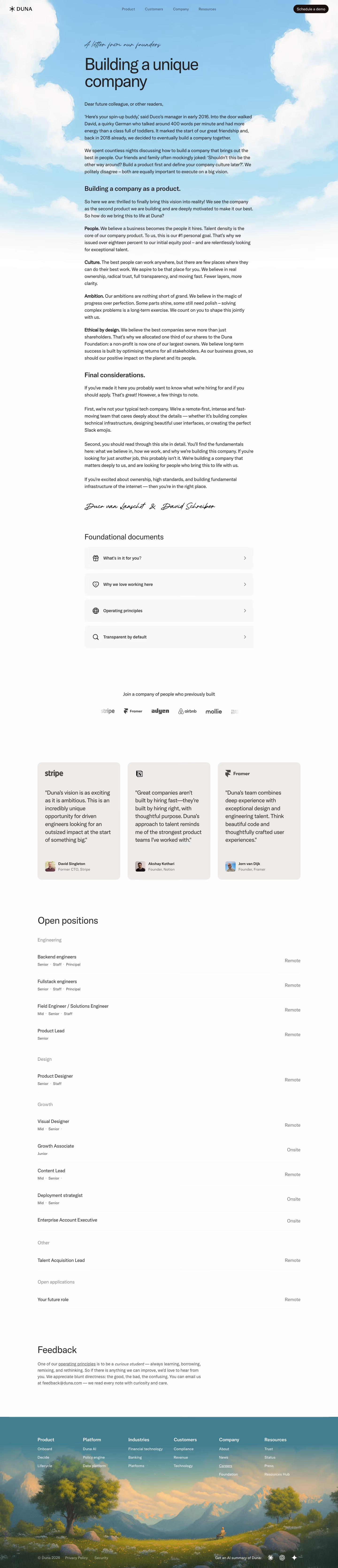 Duna Careers pages section design