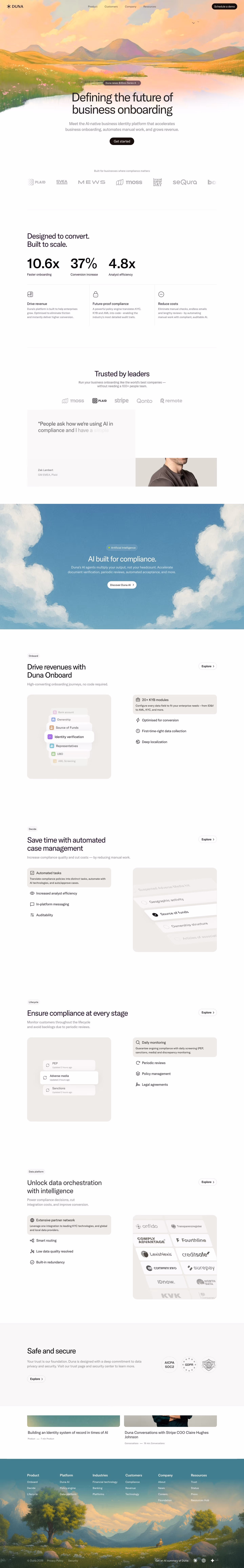 Duna landing page design — Security