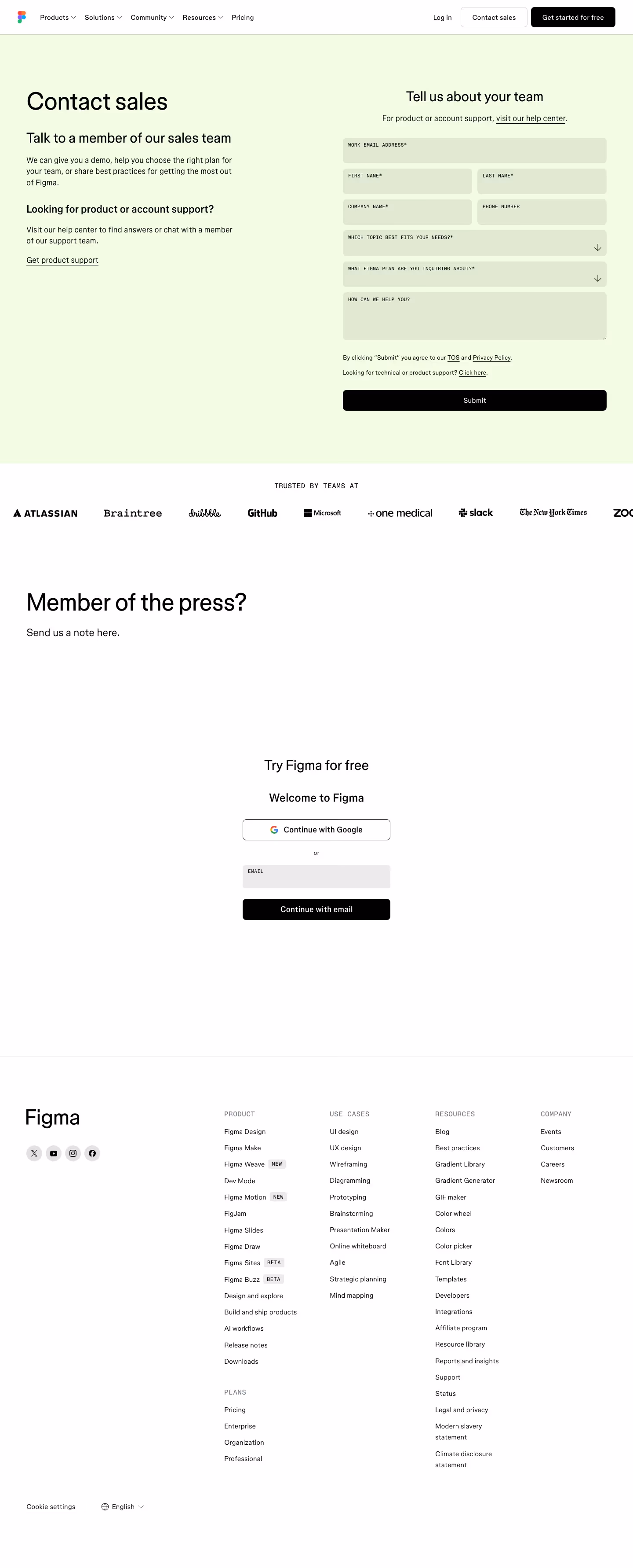 Figma Contact Us section design