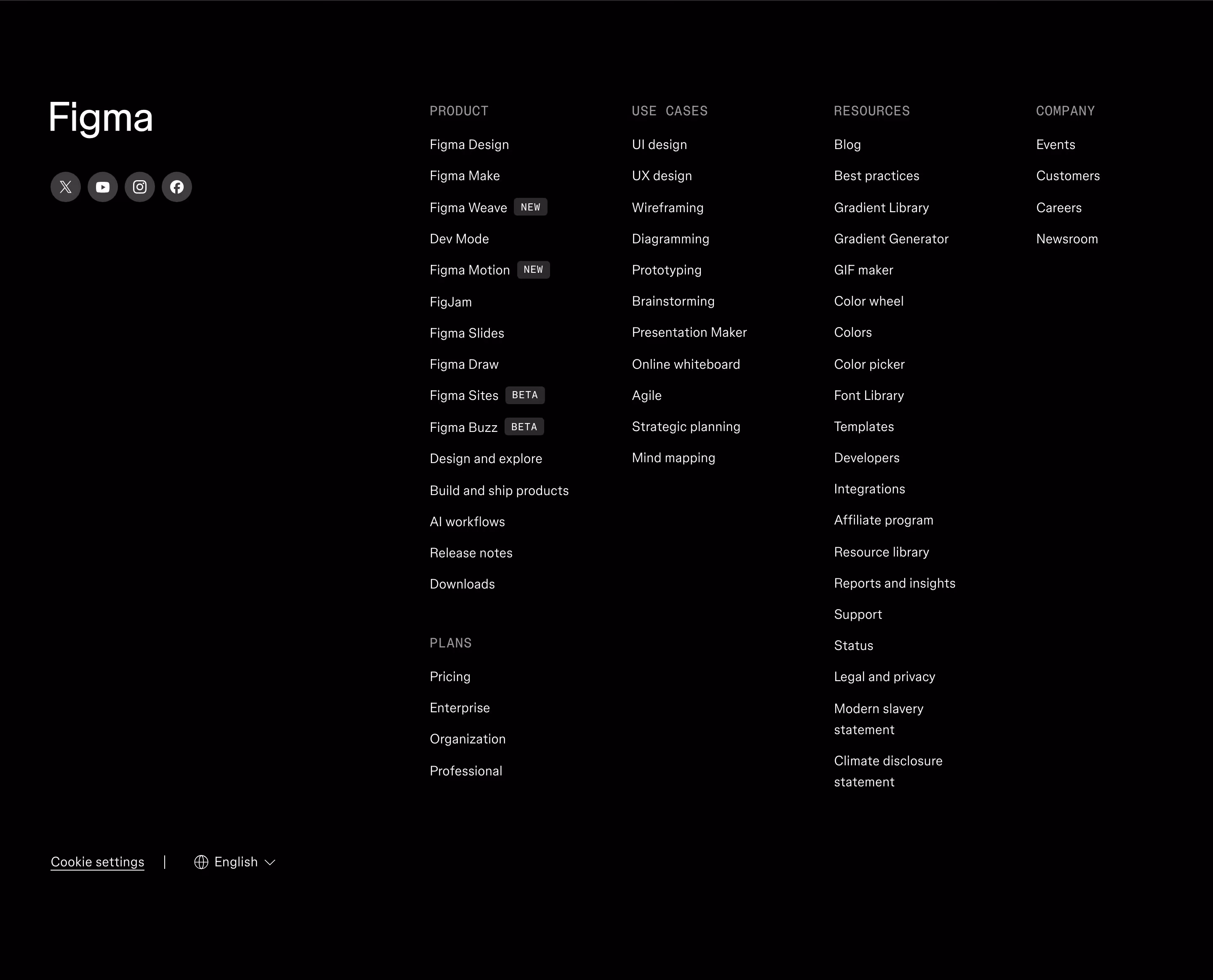 Figma Footers section design