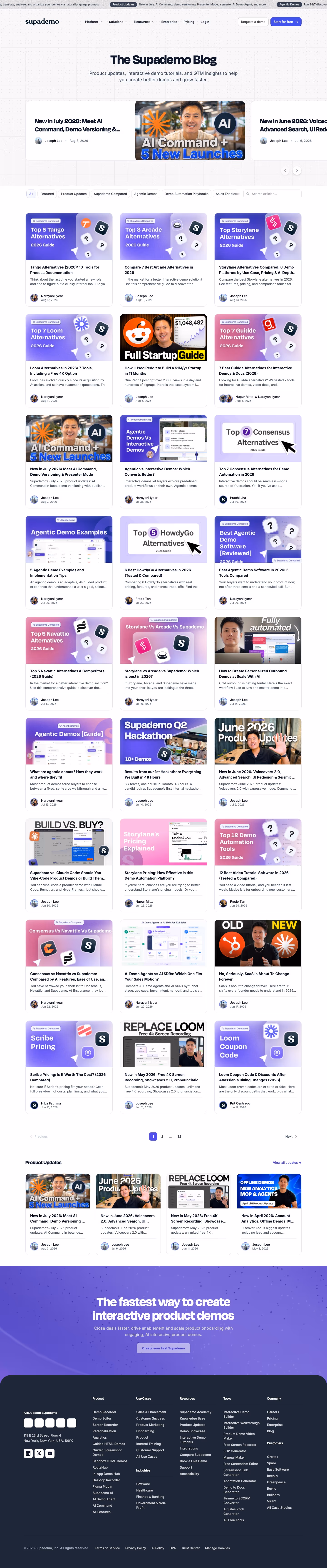 Supademo Blog pages section design