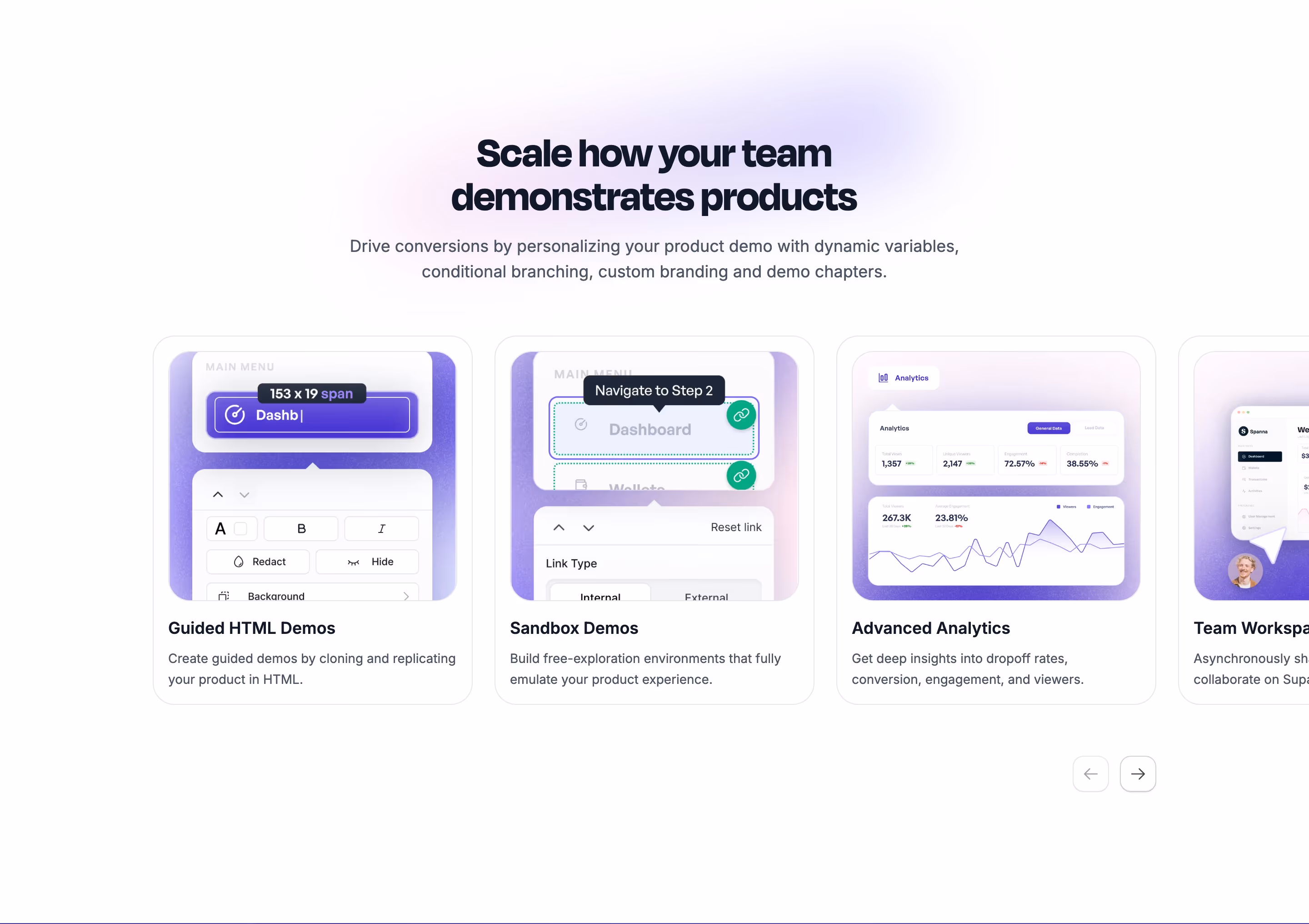 Supademo Features section design