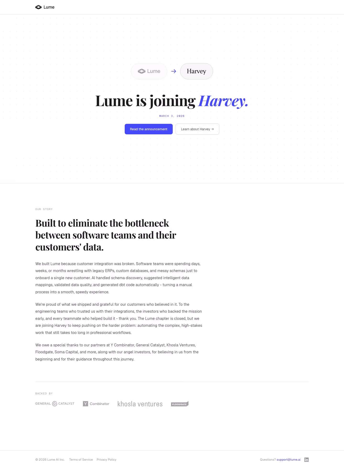 Lume landing page design — Developer Tools