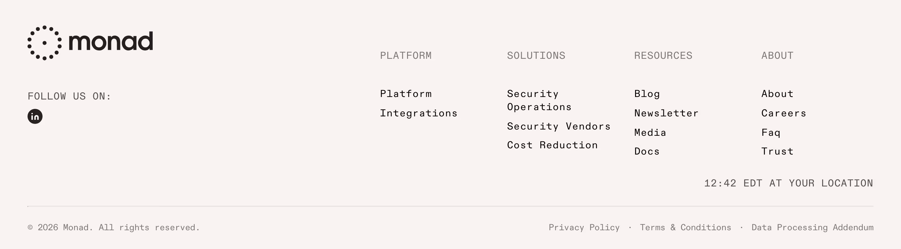 Monad Footers section design