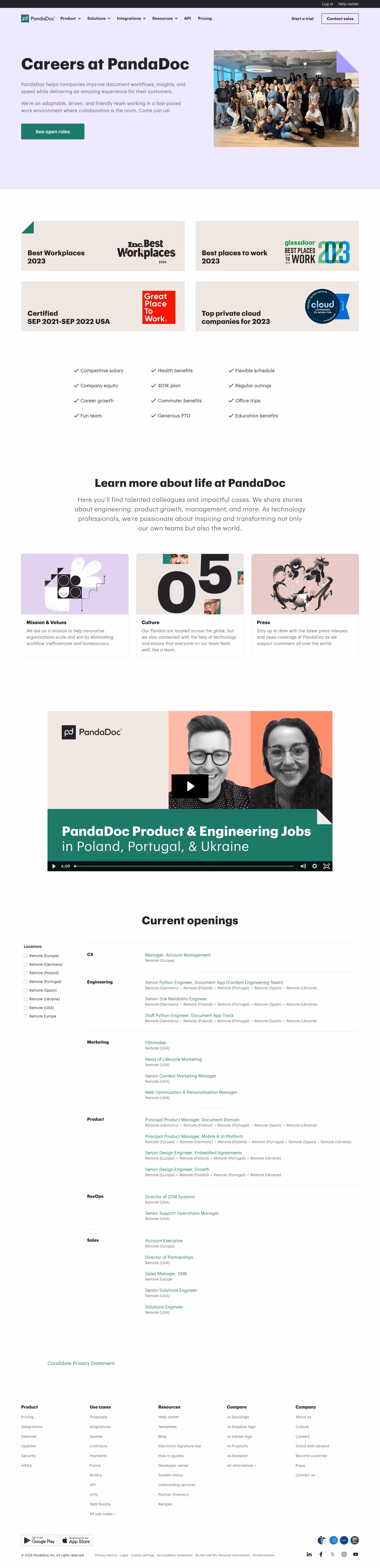 Pandadoc careers page design — Other