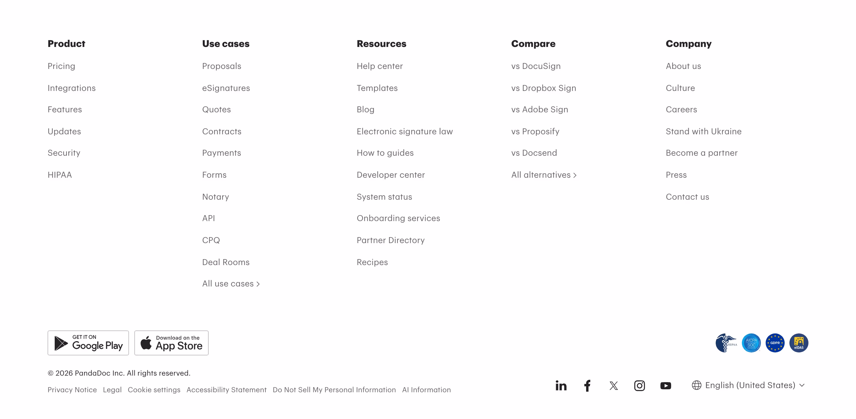 Pandadoc Footers section design