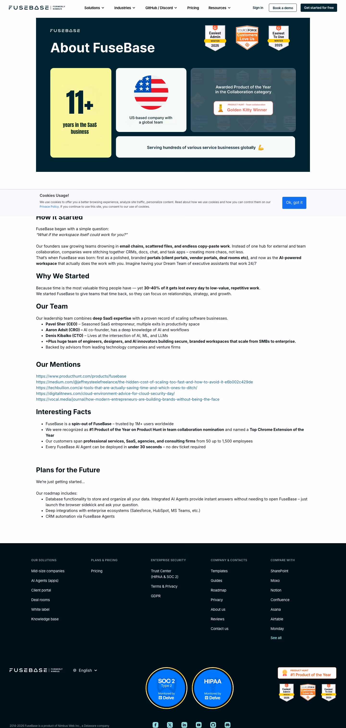 Nimbusweb About Us section design