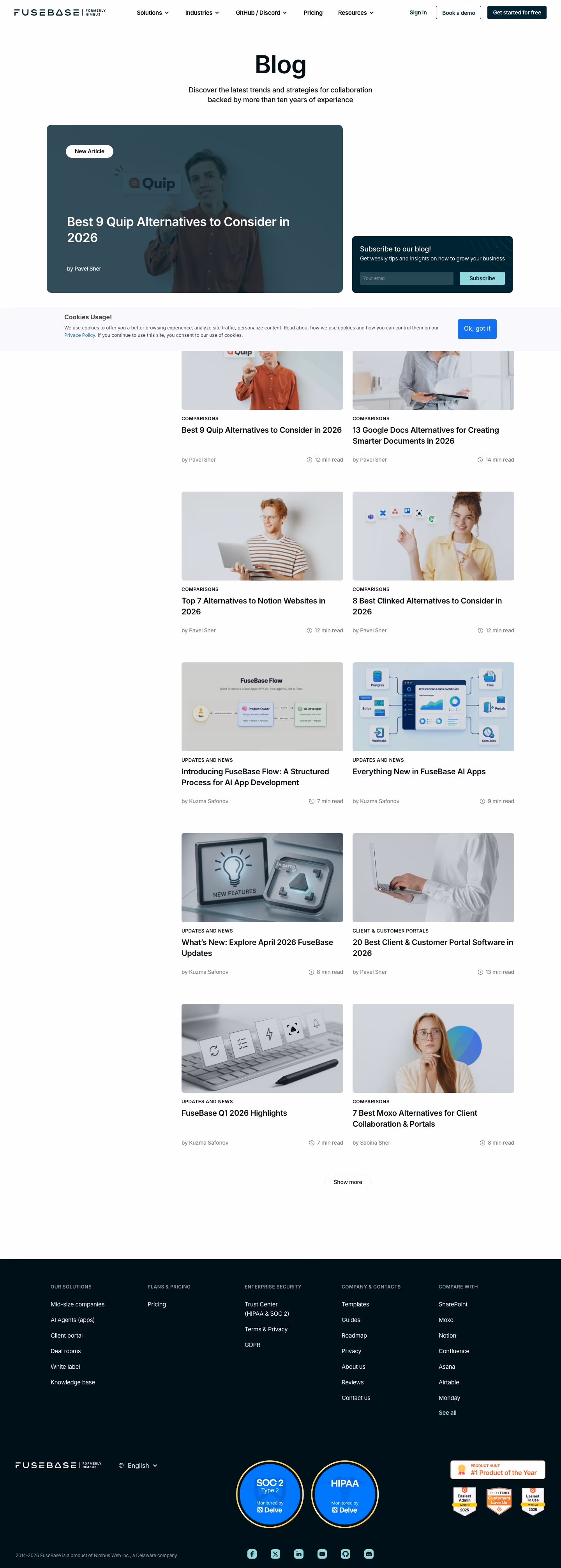 Nimbusweb Blog pages section design