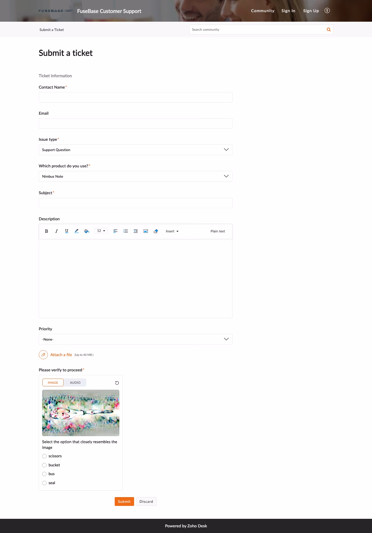 Nimbusweb Contact Us section design