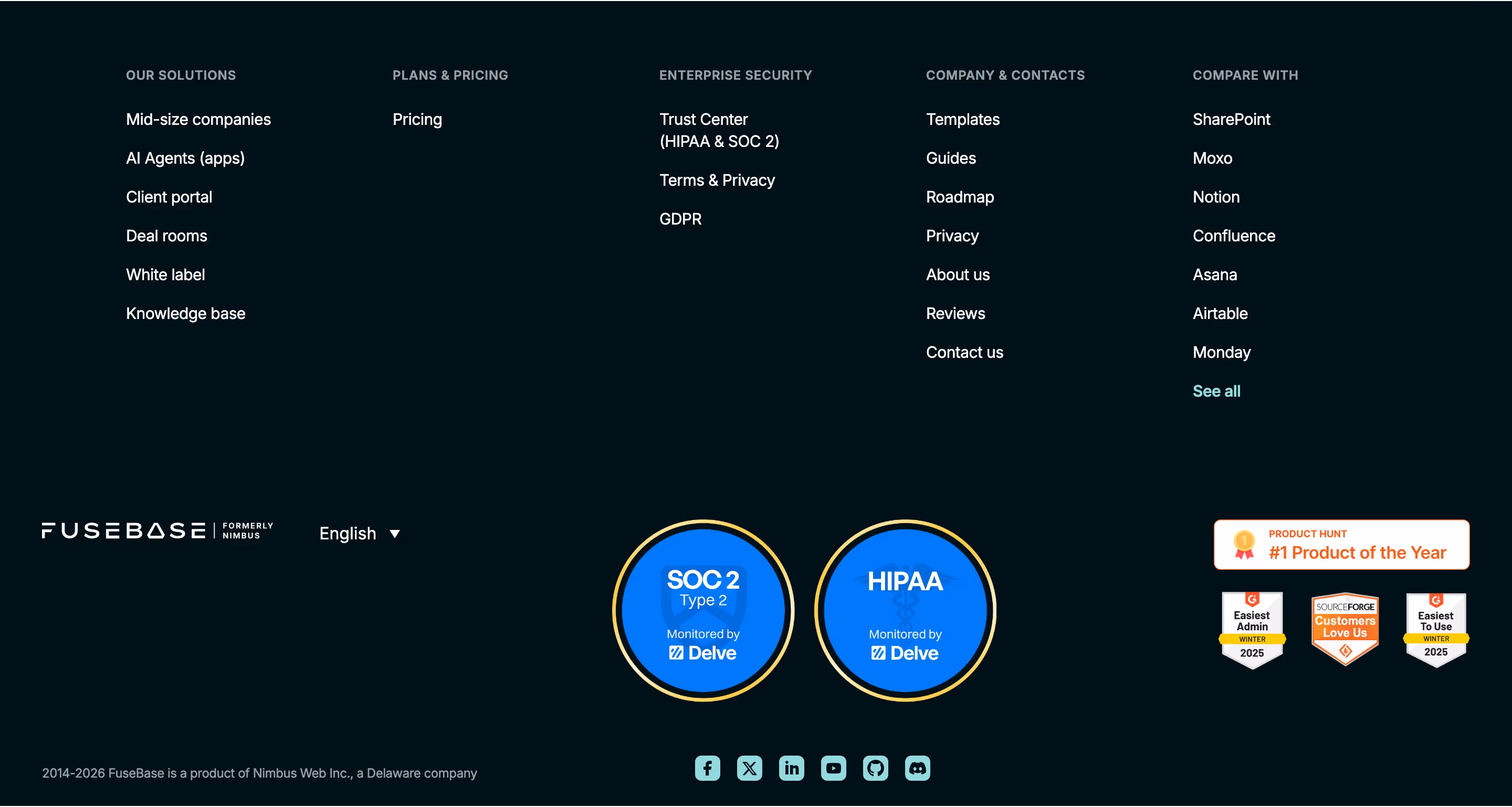Nimbusweb Footers section design