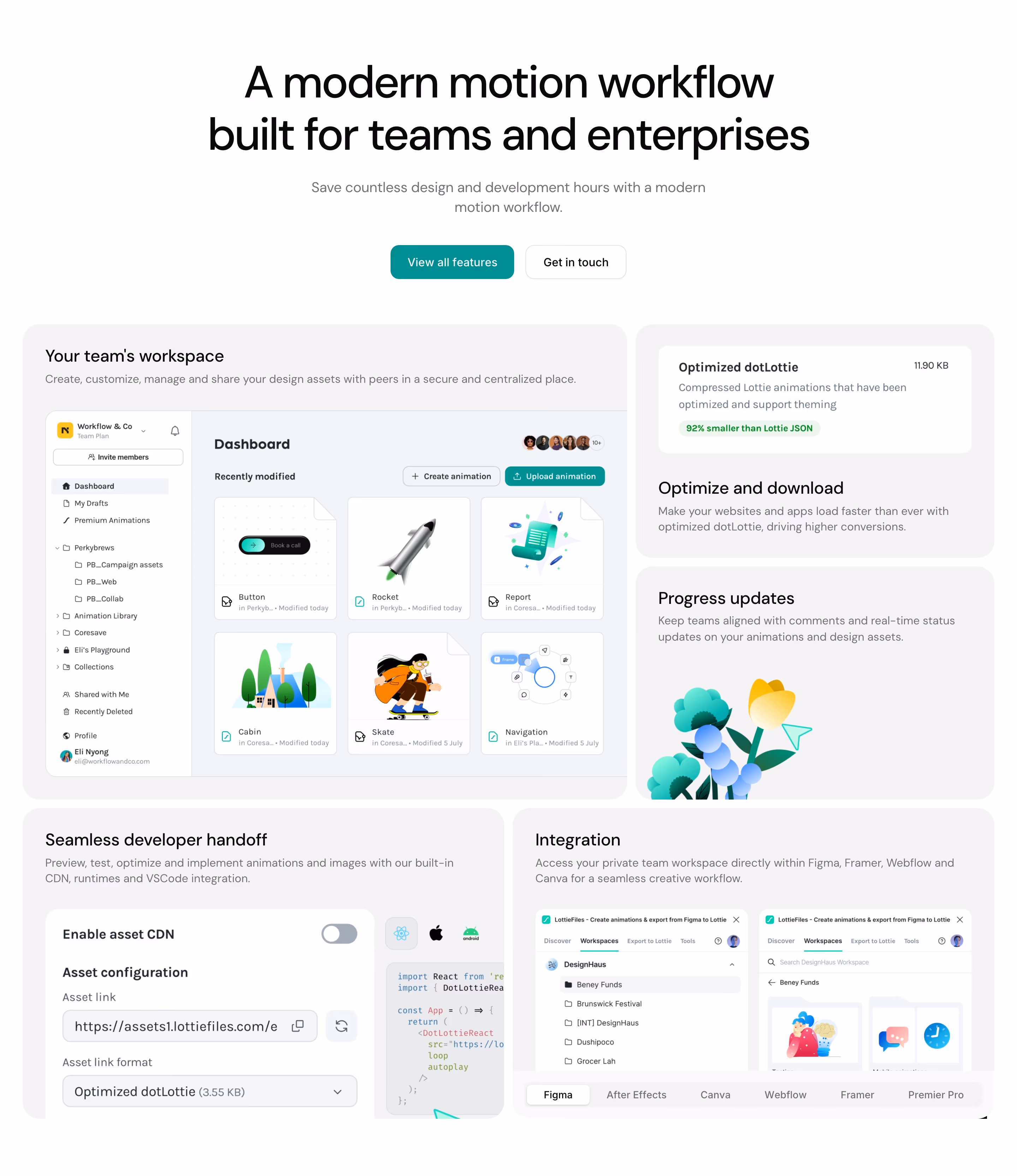 Lottiefiles Features section design
