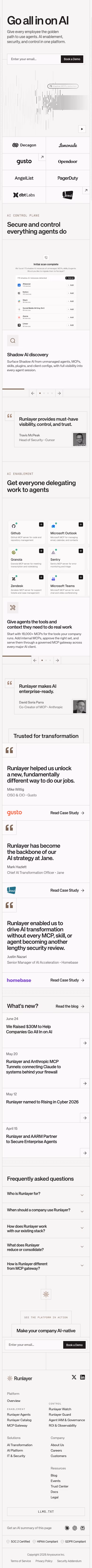 Runlayer mobile design — AI