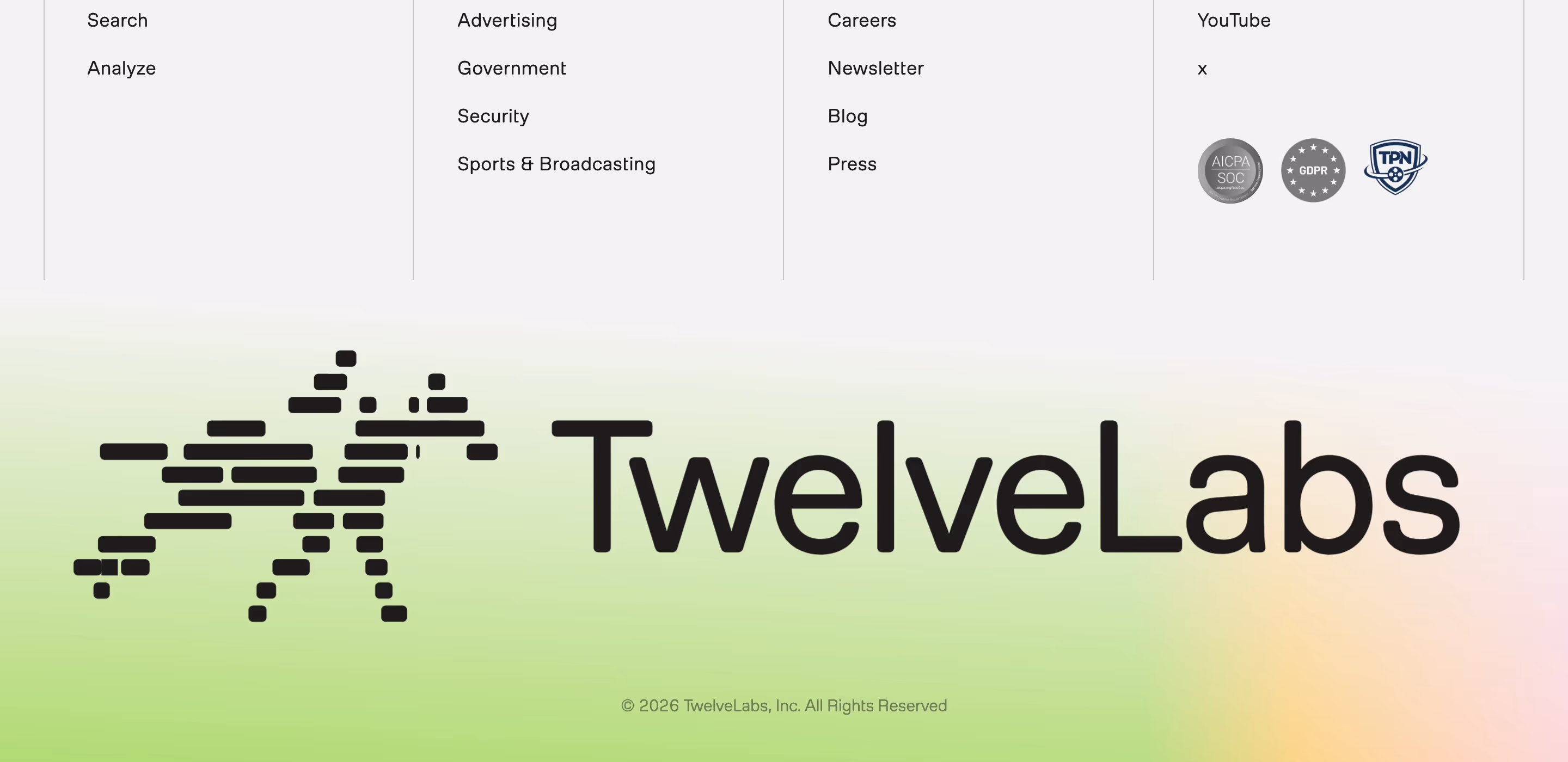 Twelvelabs Footers section design