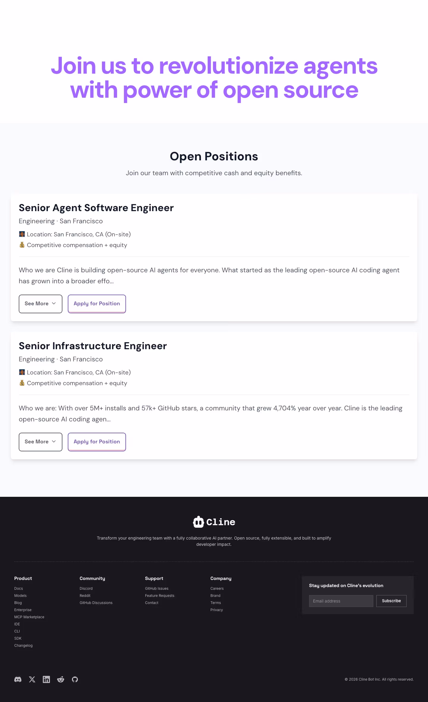 Cline Careers pages section design