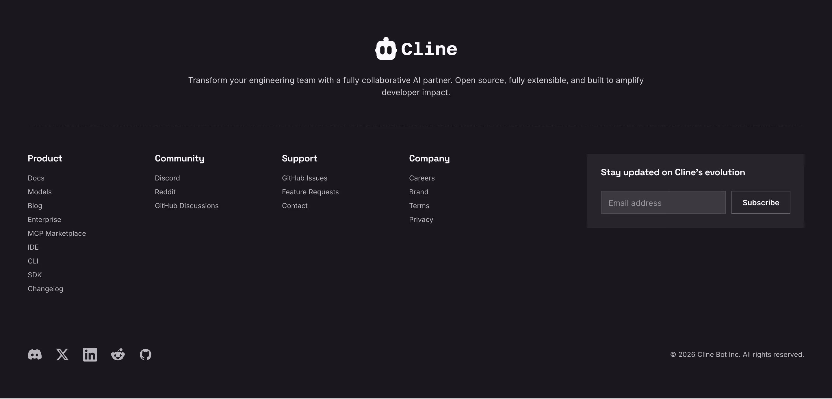 Cline Footers section design