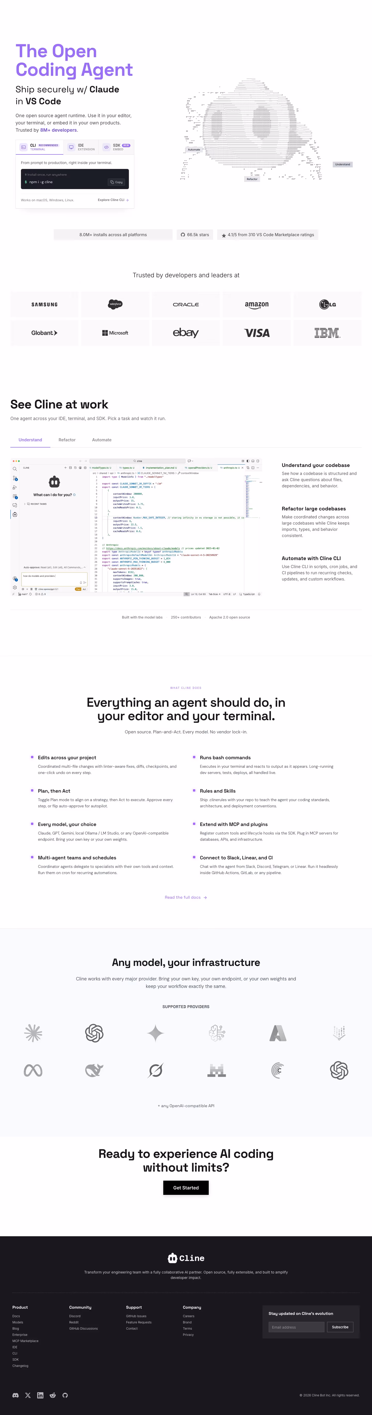 Cline landing page design