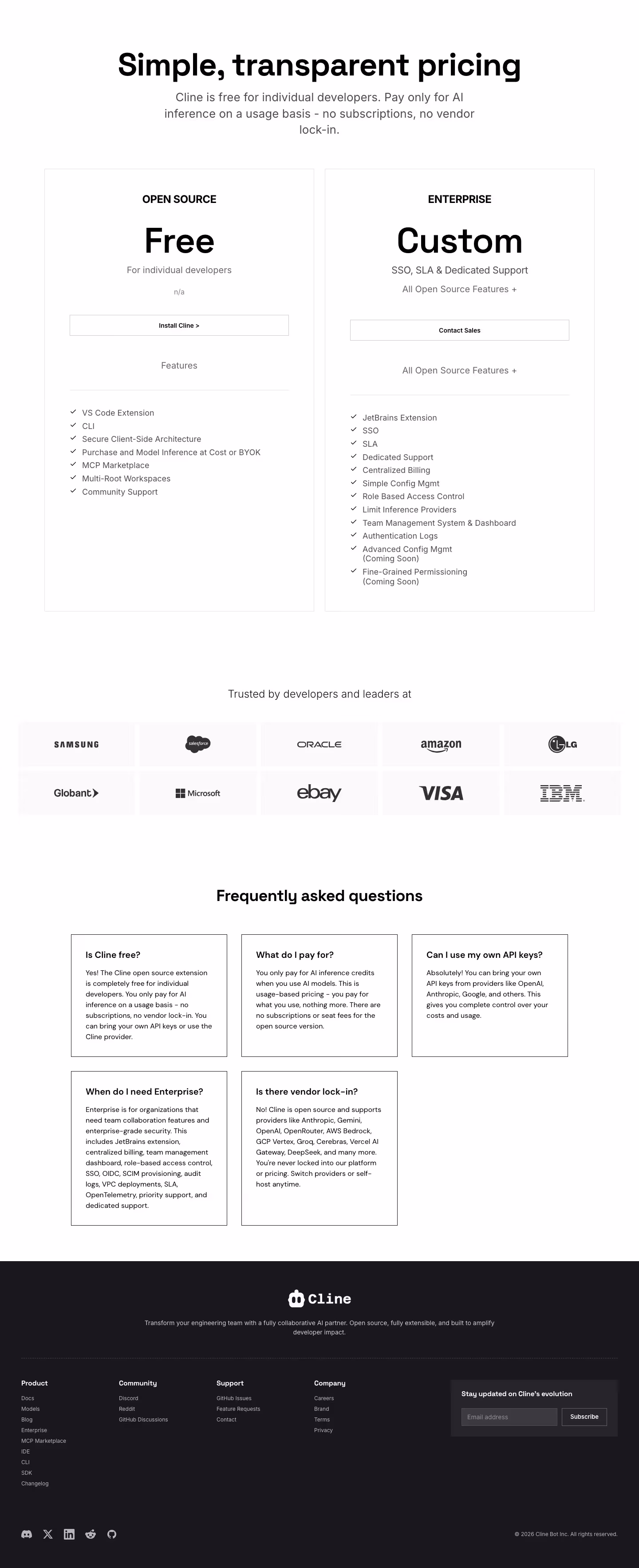 Cline pricing & plan design — Developer Tools