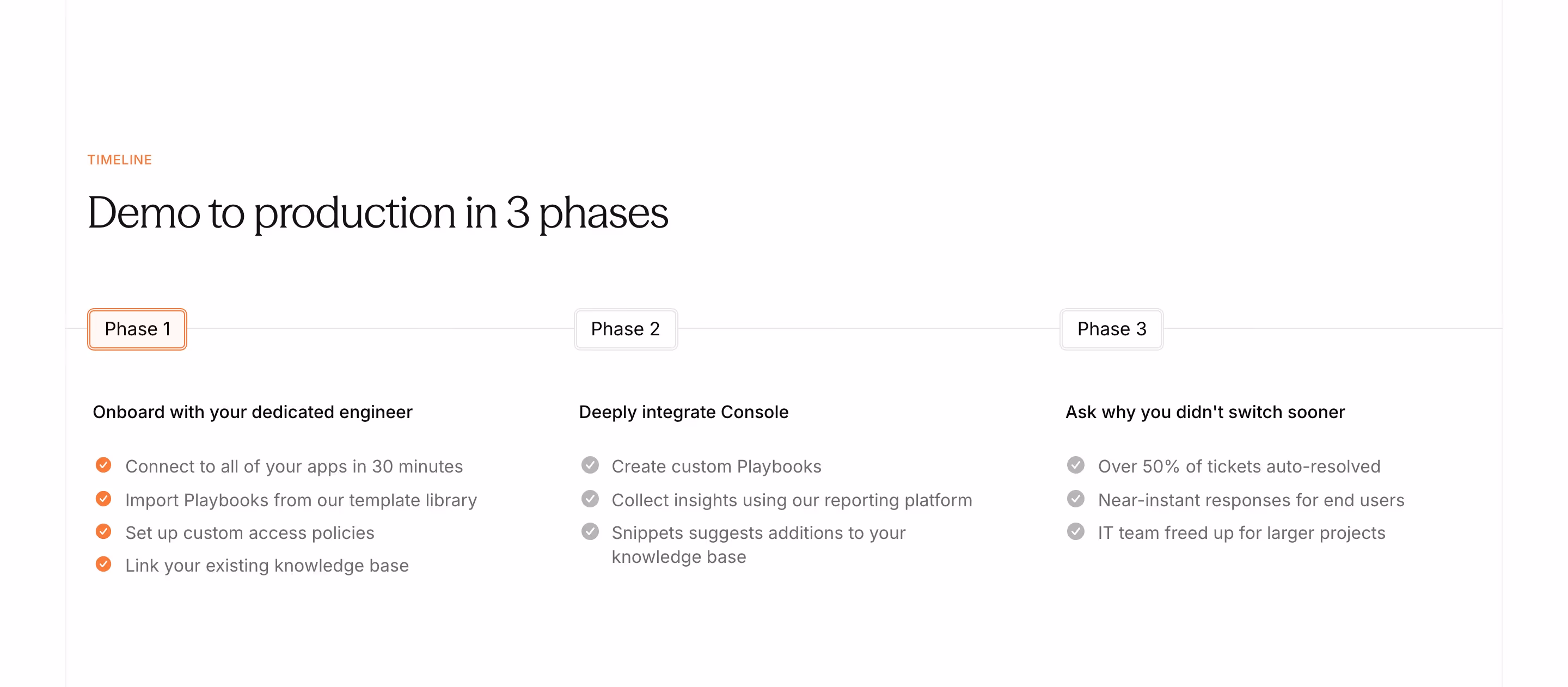 Console Features section design