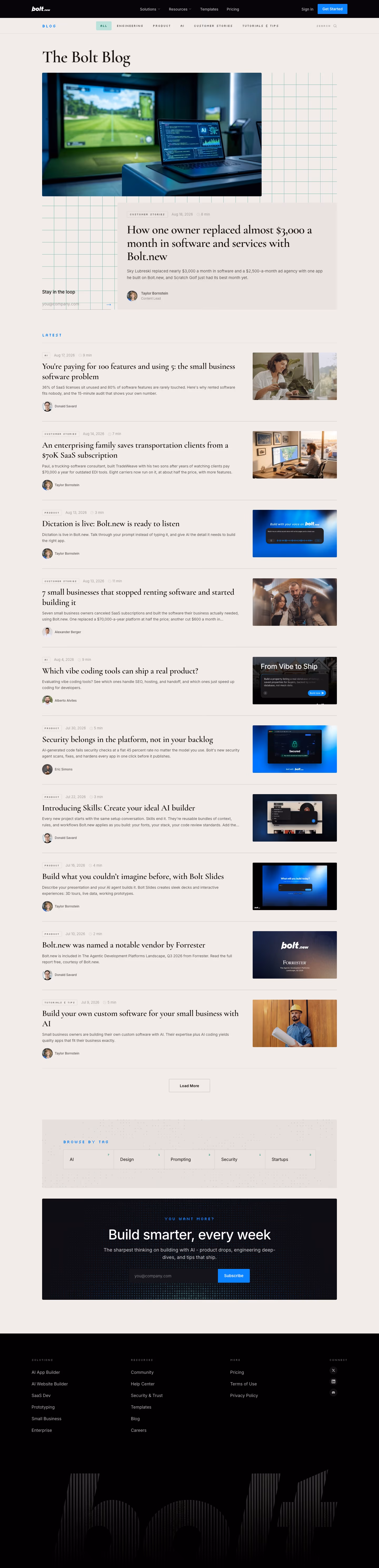 Bolt Blog pages section design
