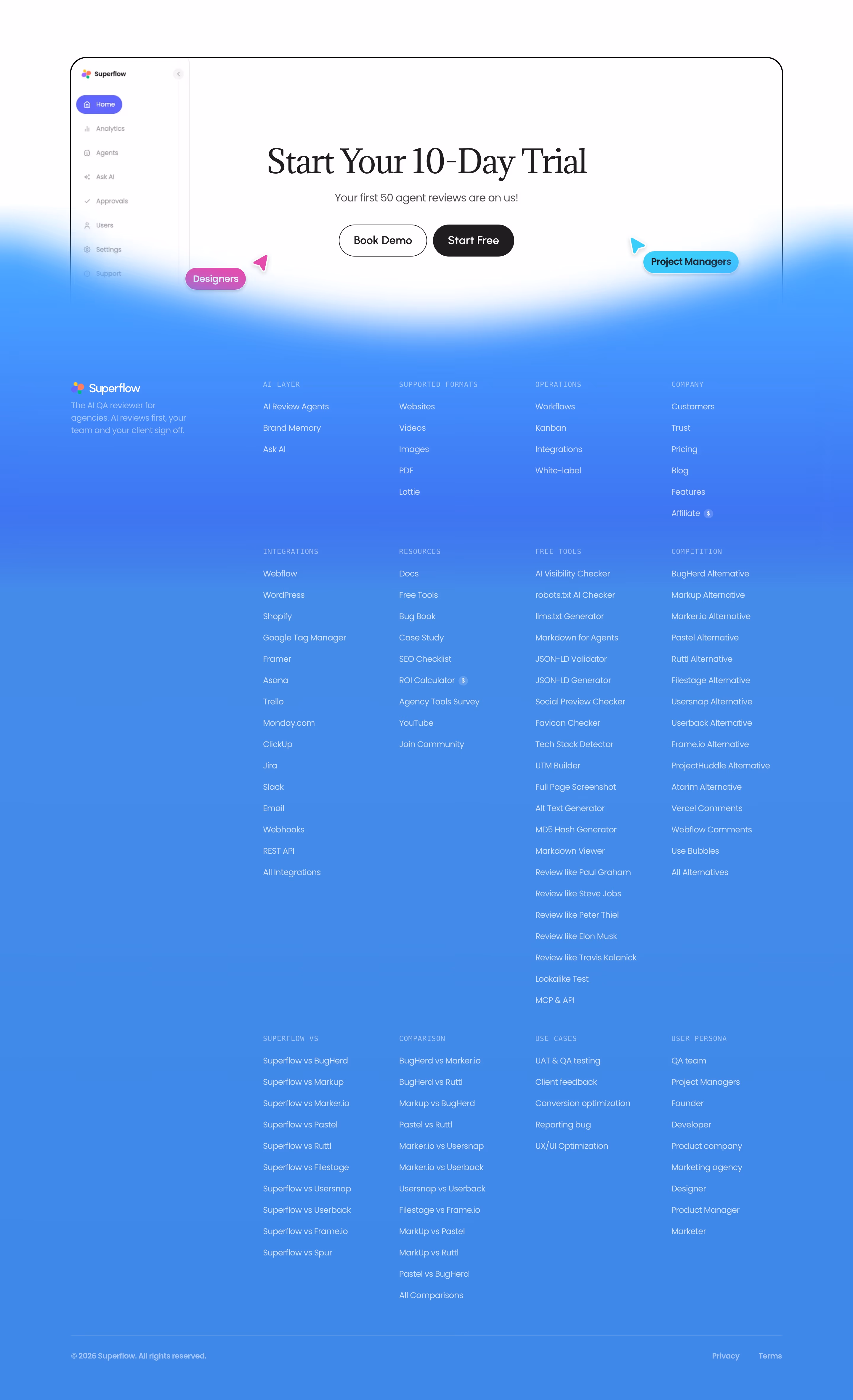 Usesuperflow footer design — Developer Tools