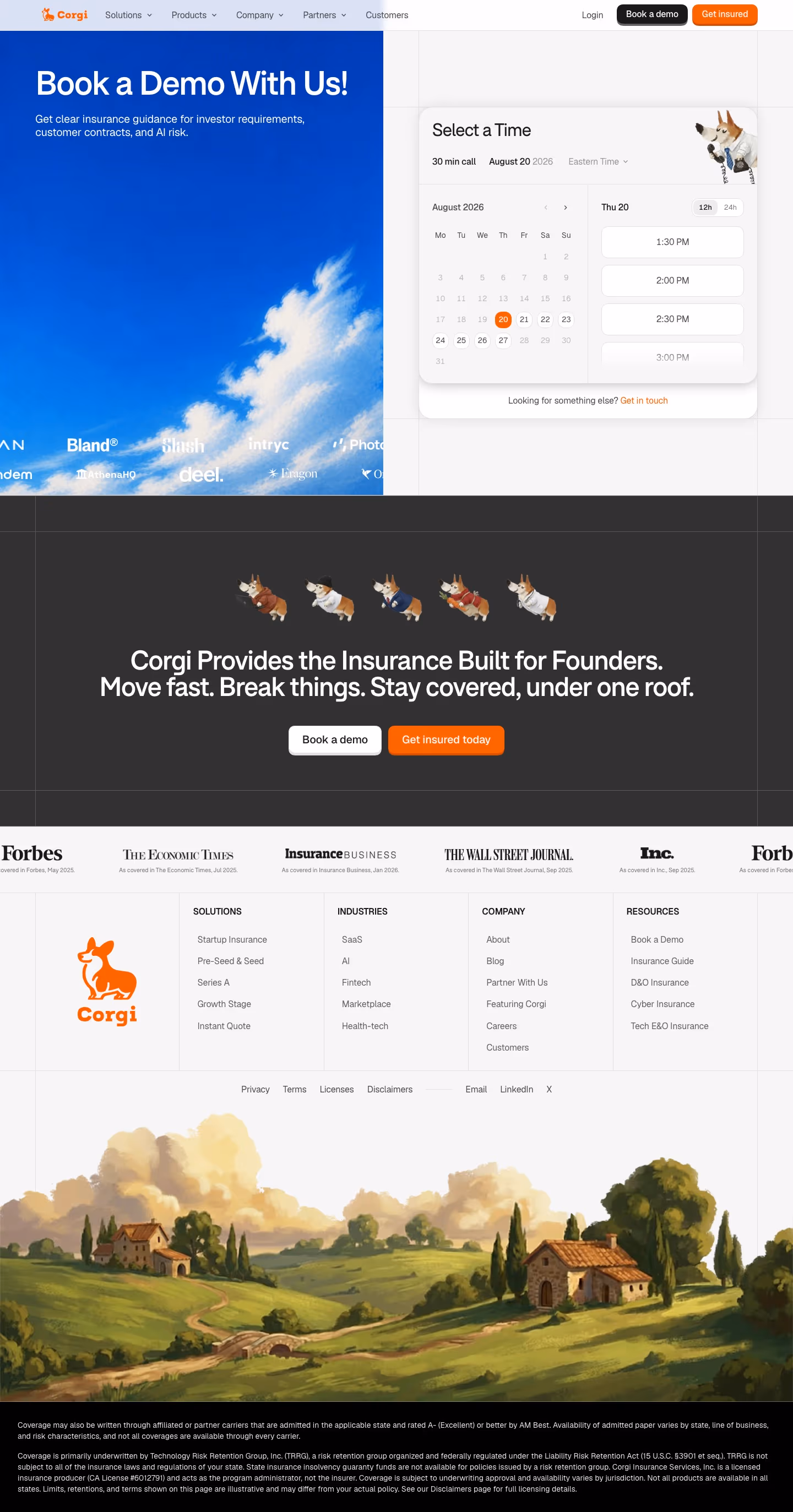Corgi Contact Us section design