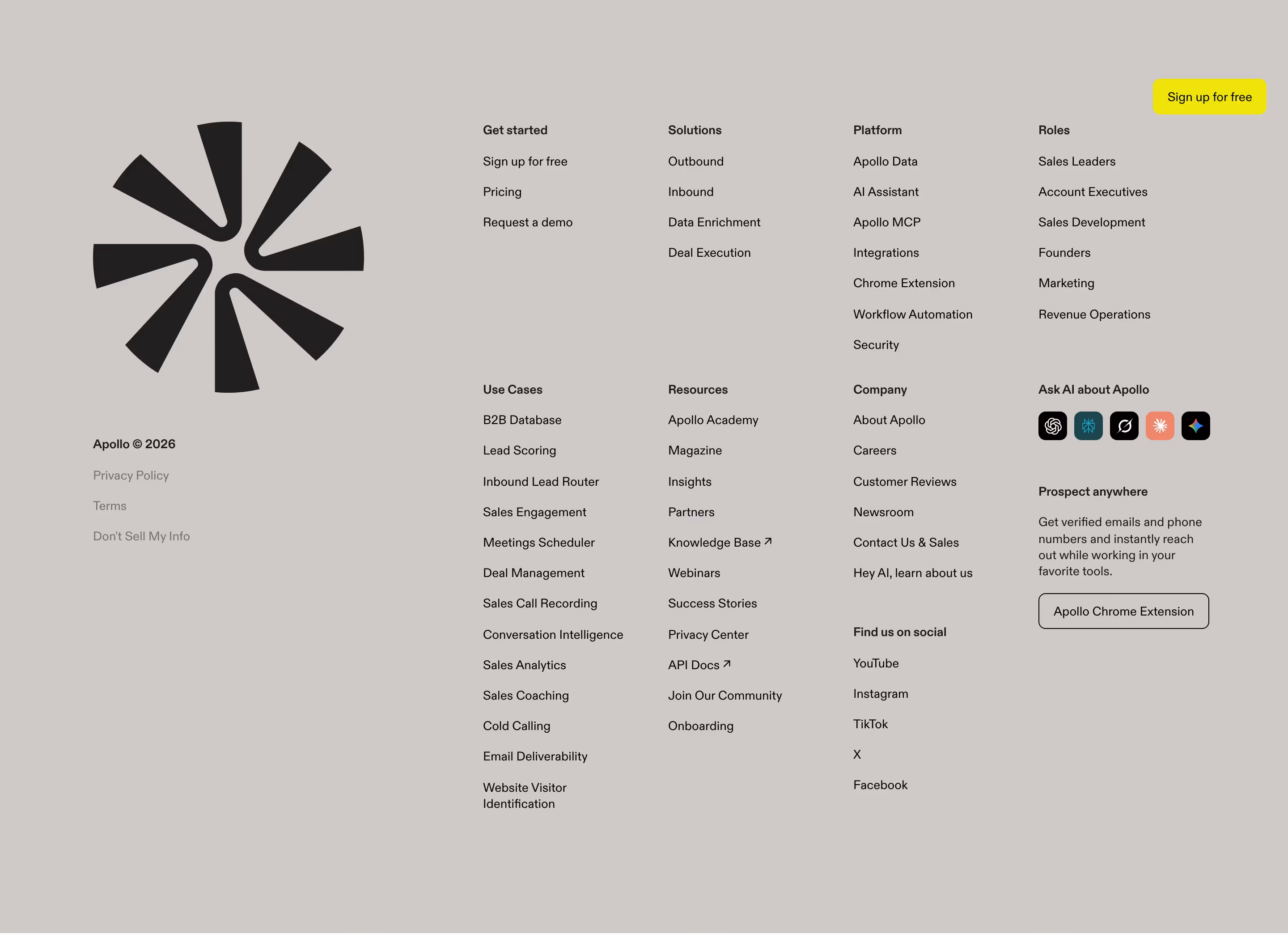 Apollo Footers section design