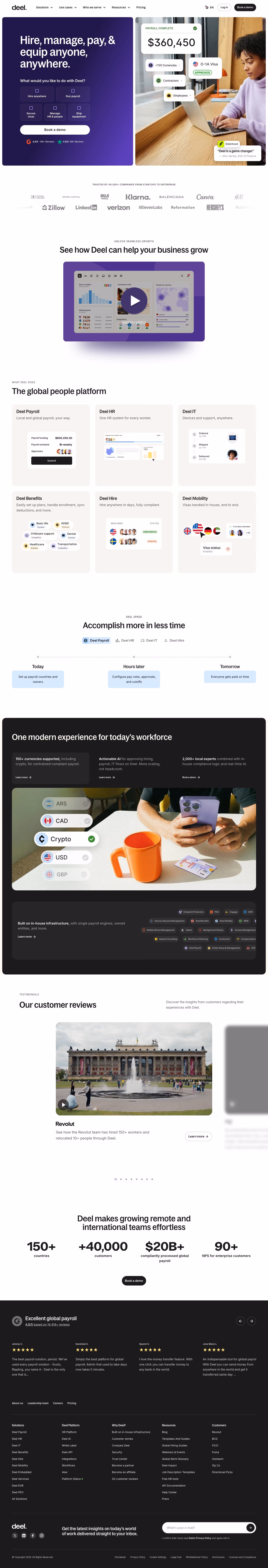 Deel landing page design