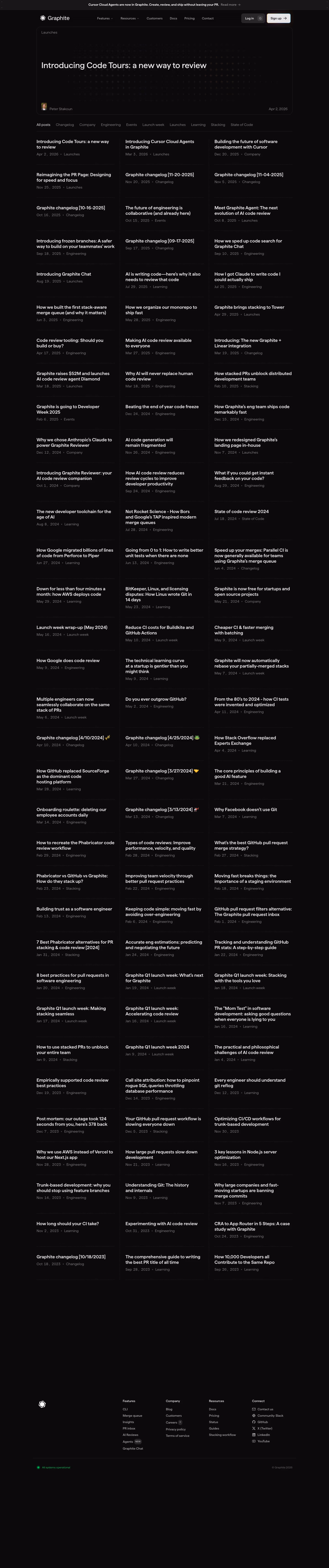 Graphite Blog pages section design