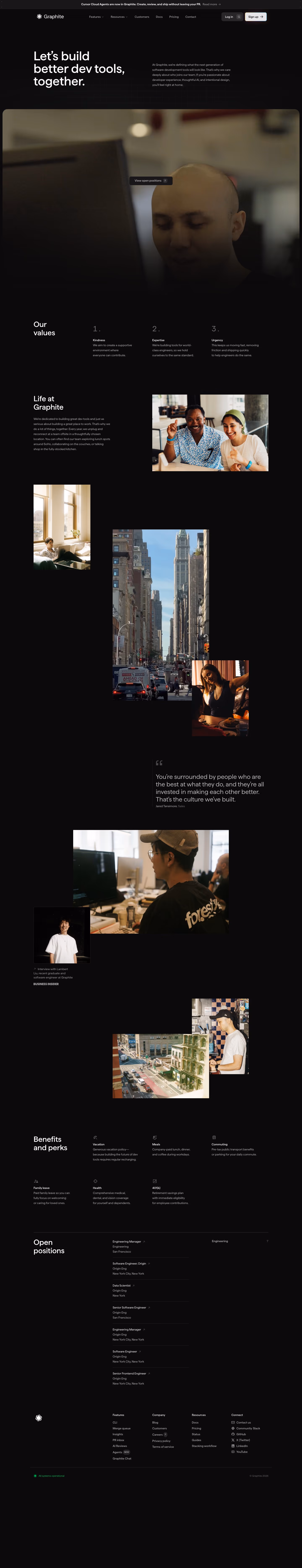 Graphite Careers pages section design