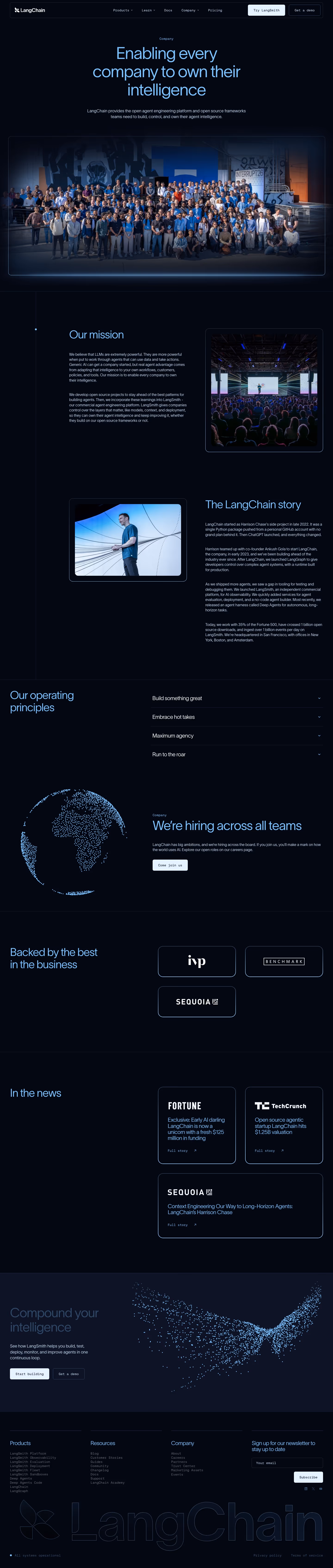 Langchain About Us section design