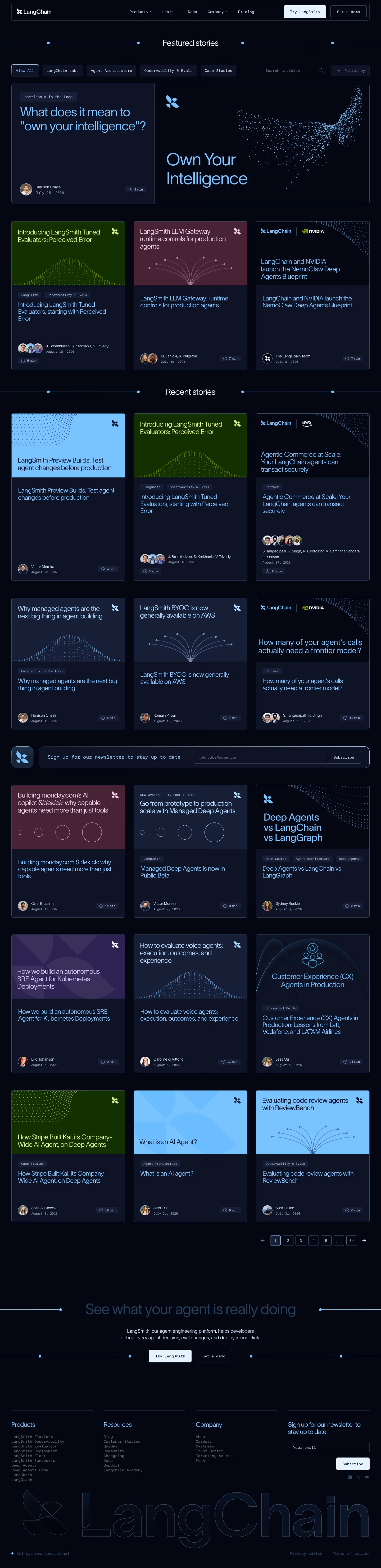 Langchain Blog pages section design