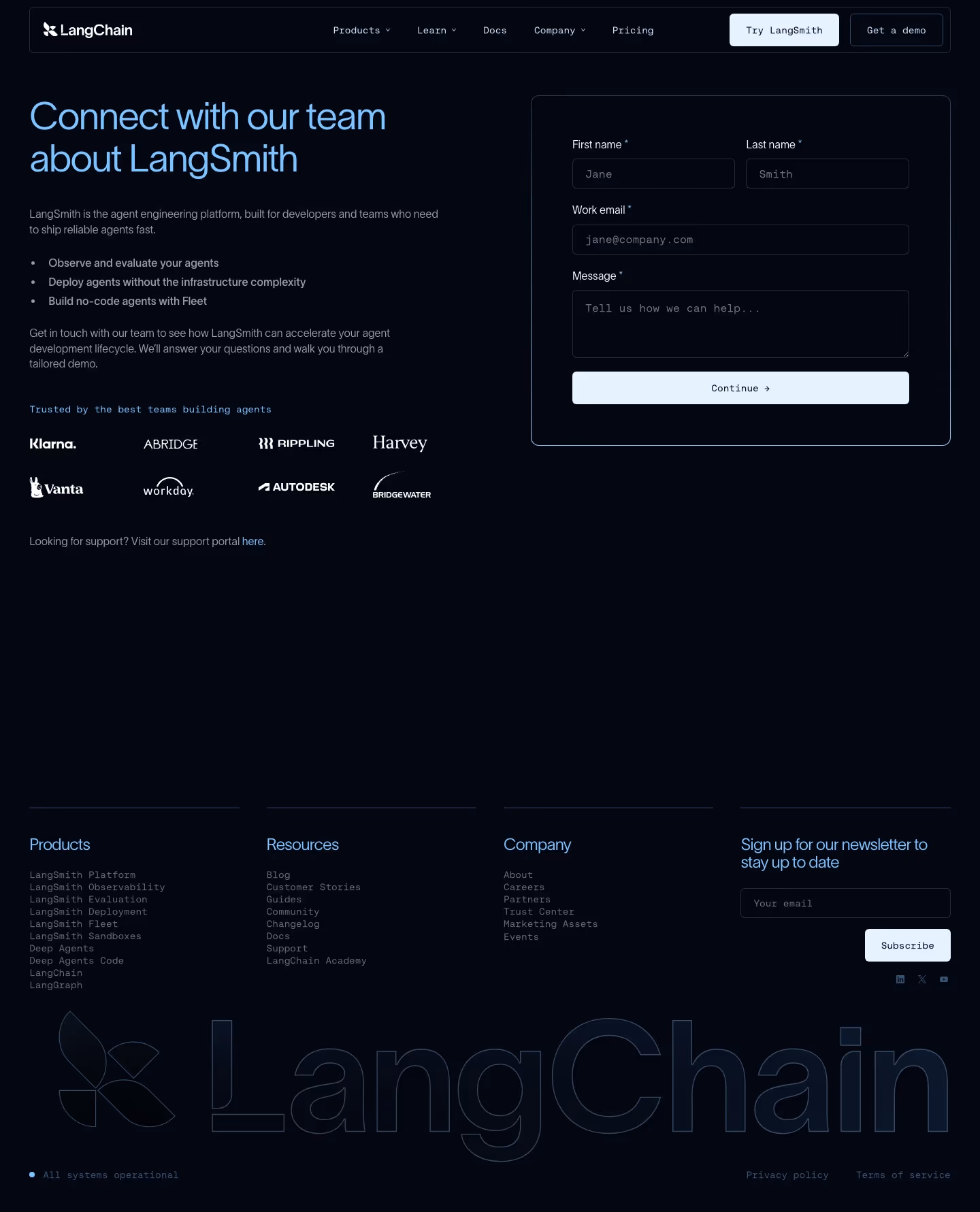 Langchain contact us design — AI