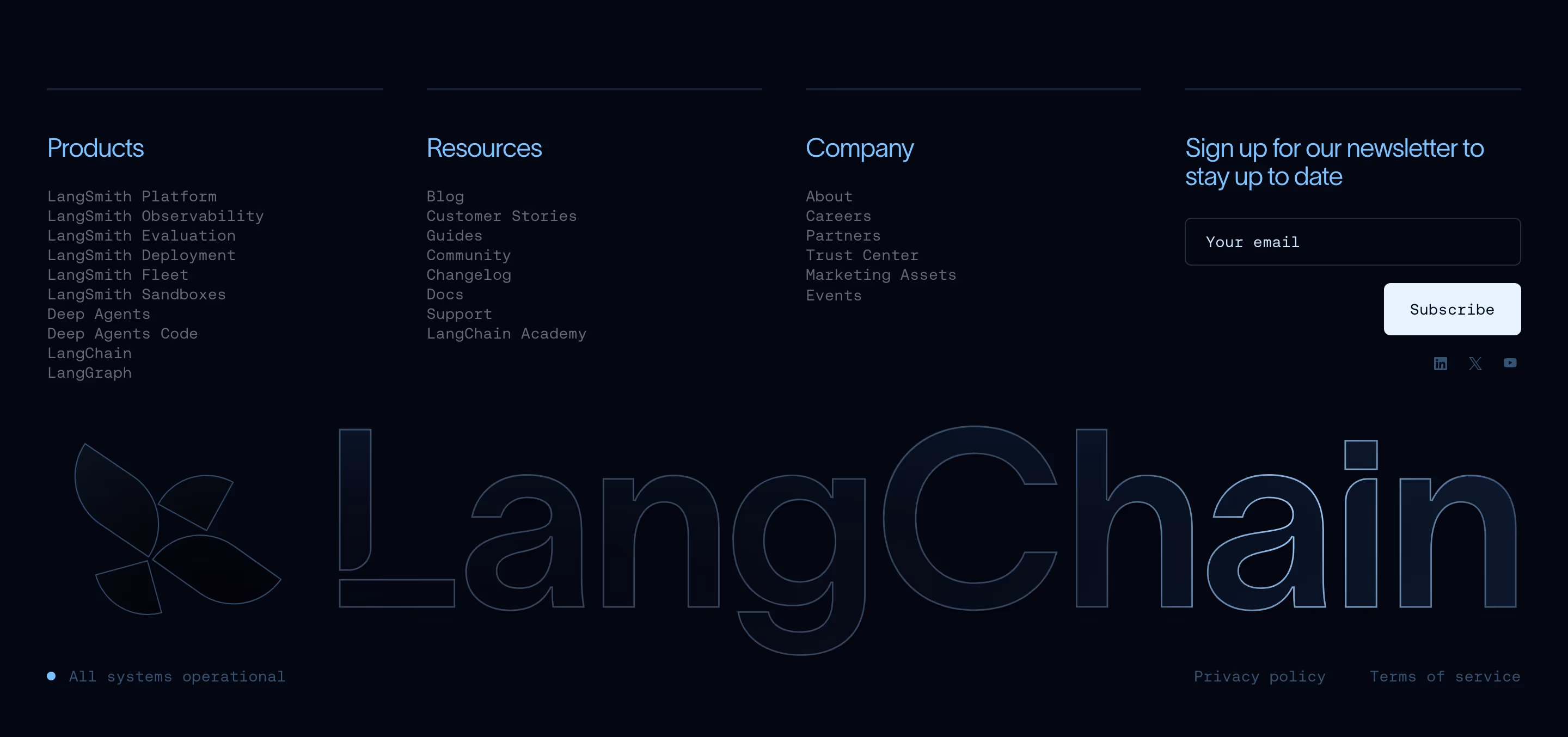 Langchain Footers section design