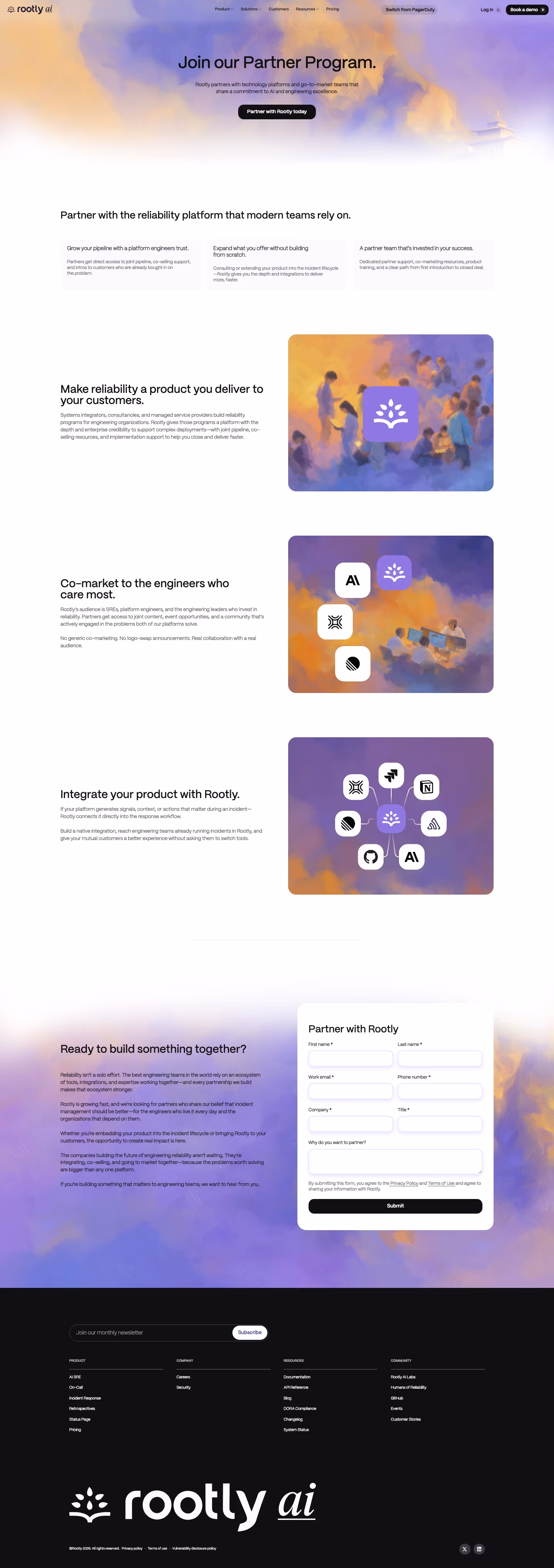 Rootly affiliate page design — Developer Tools