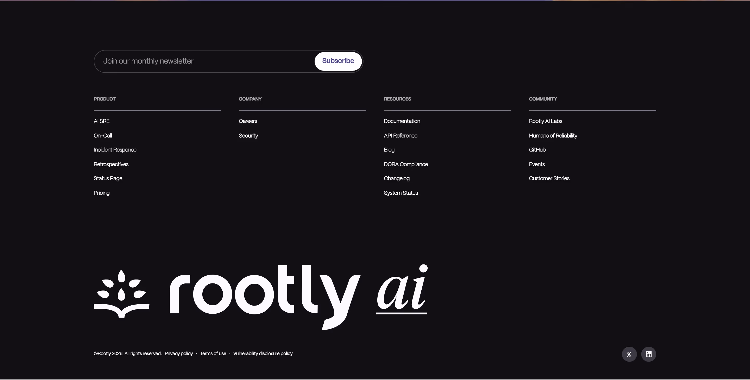Rootly Footers section design