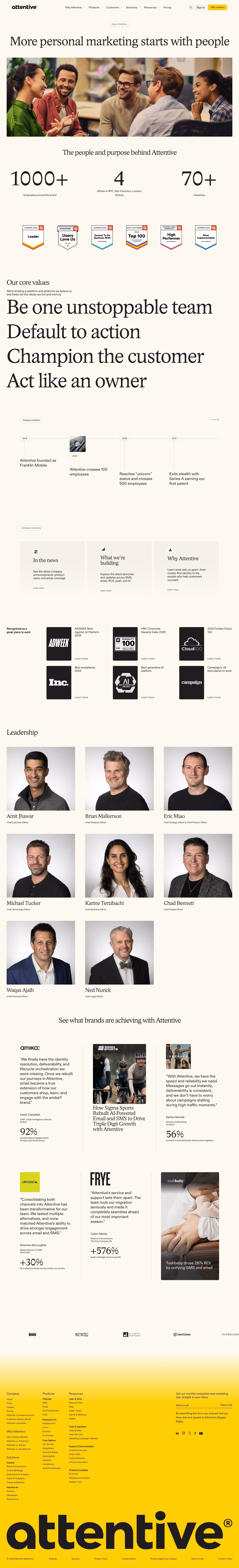 Attentive about us design — Marketing