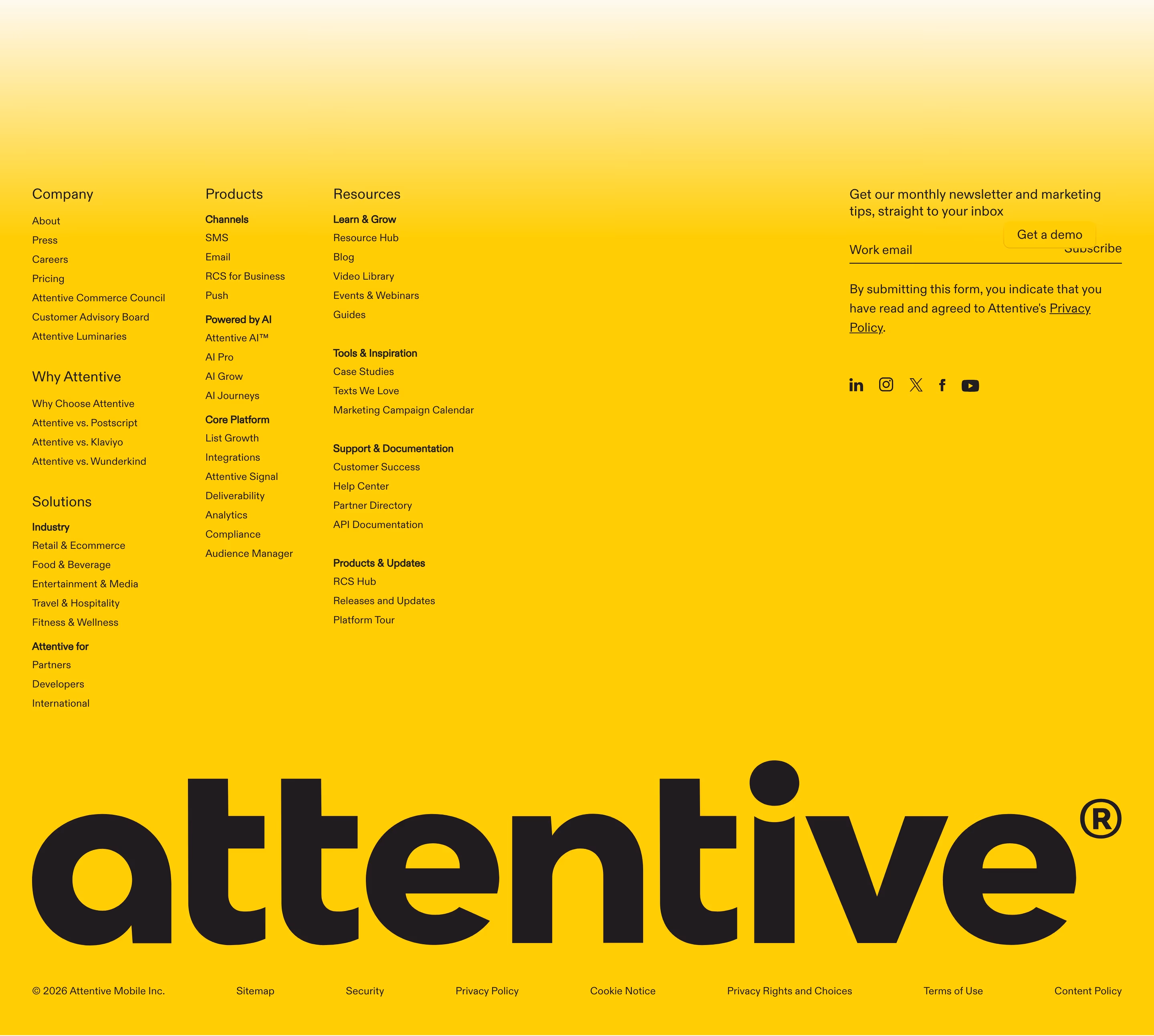 Attentive footer design — Marketing