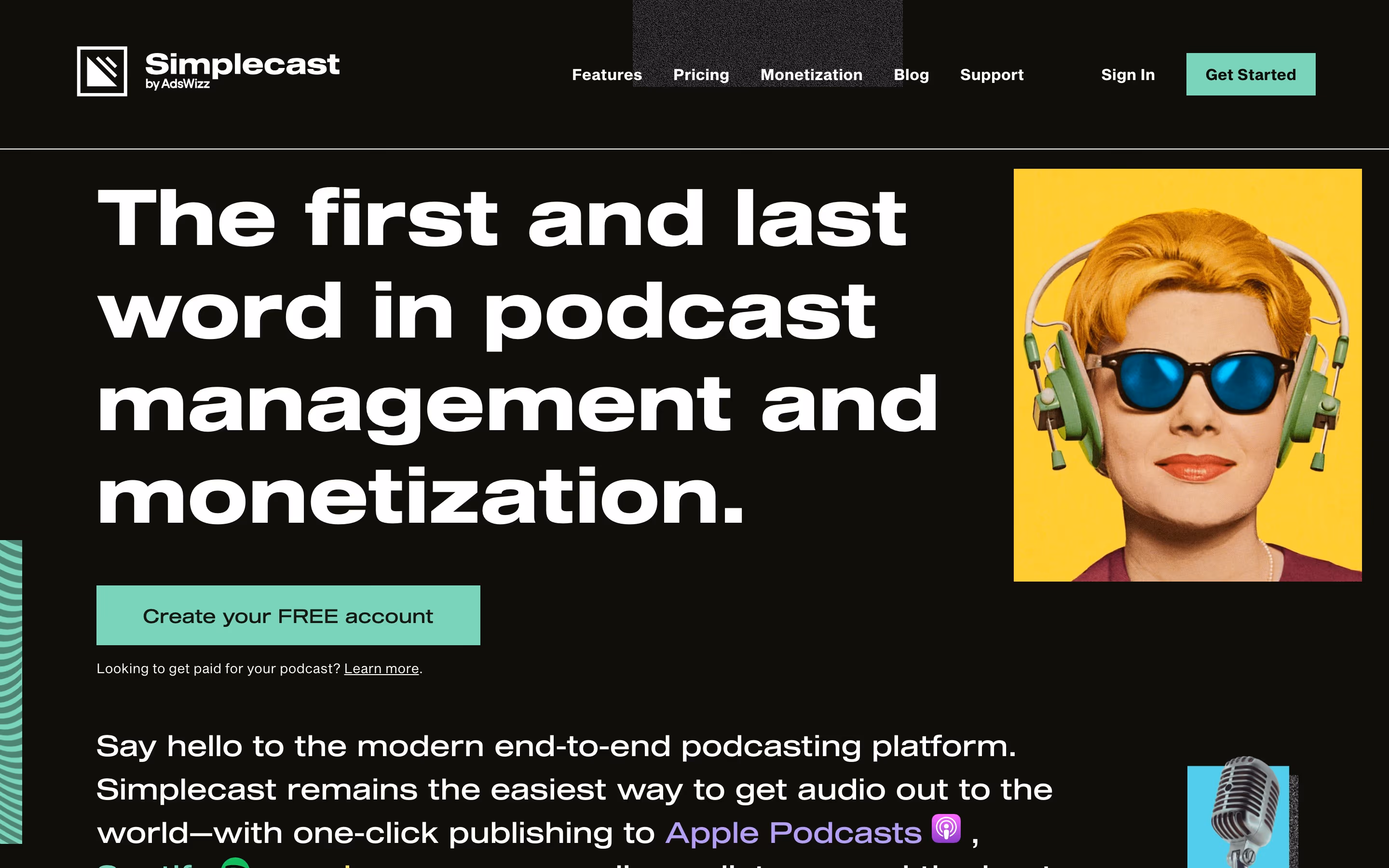 Simplecast Heroes section design
