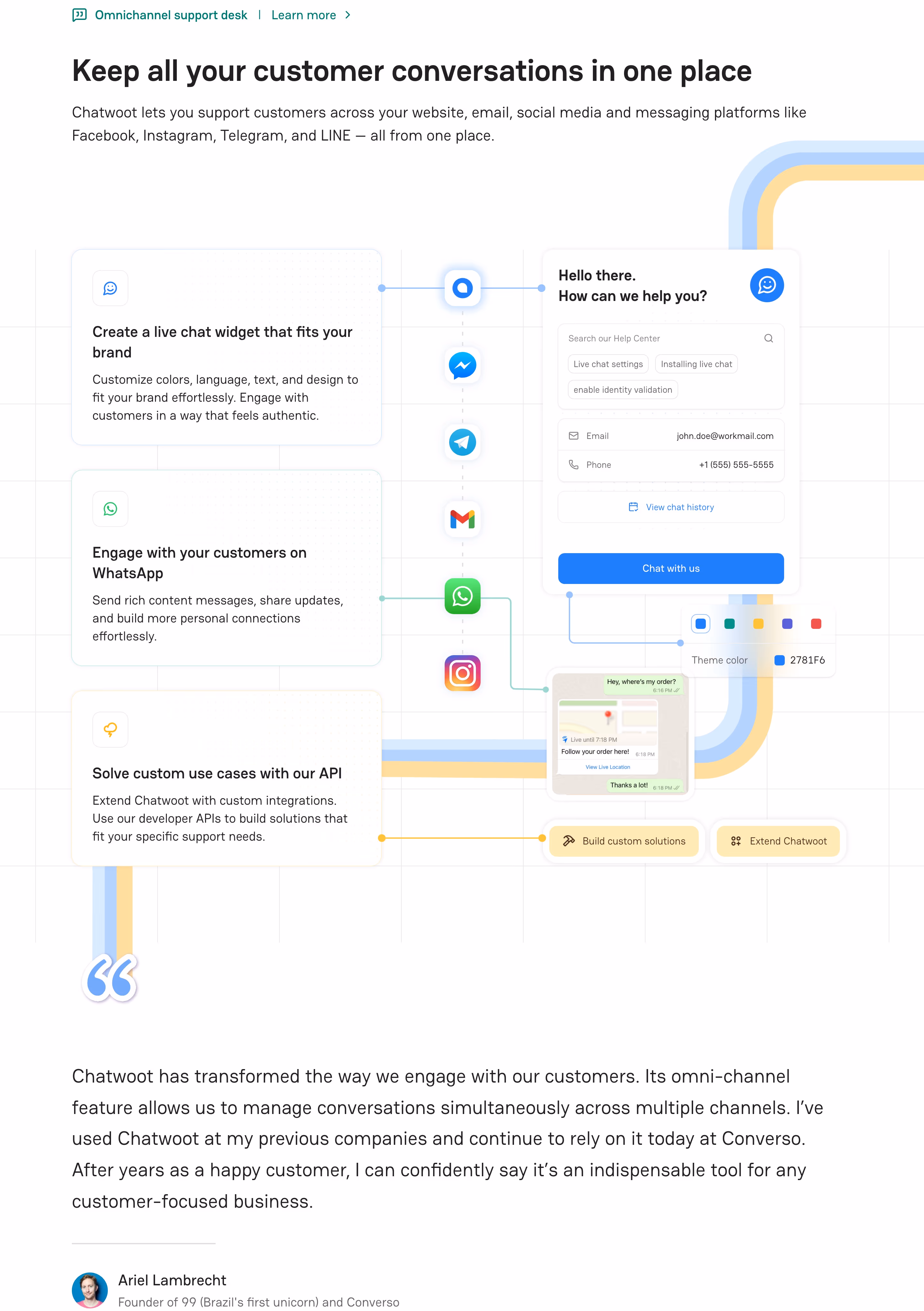 Chatwoot feature design — Sales & Support