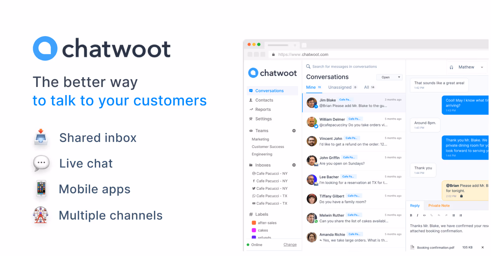 Chatwoot og image design — Sales & Support