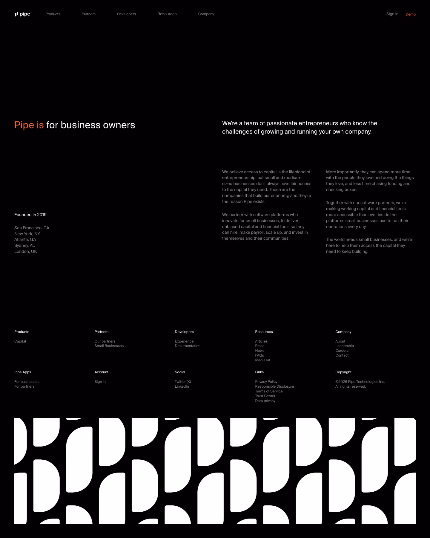 Pipe About Us section design