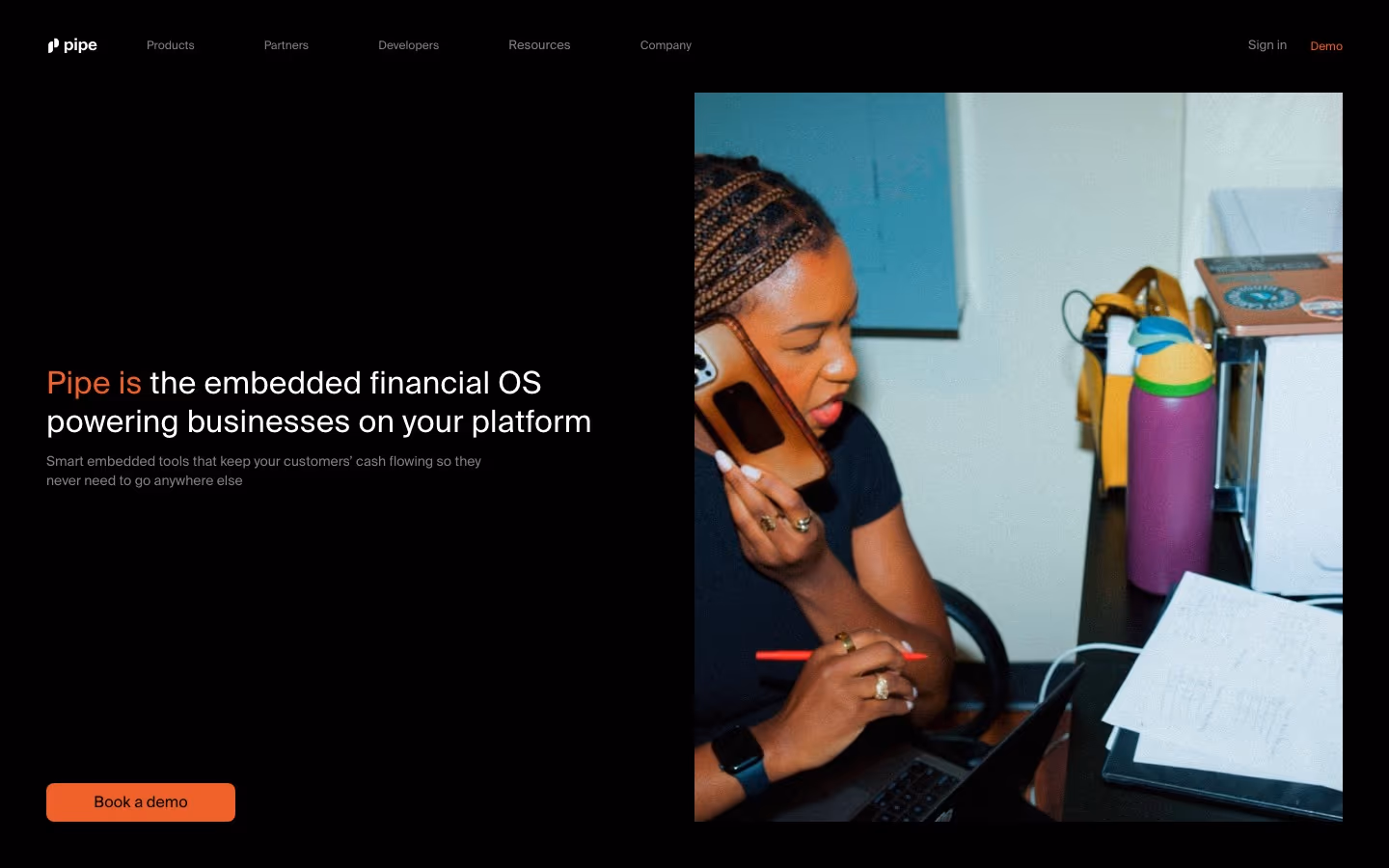 Pipe landing page design — Finance